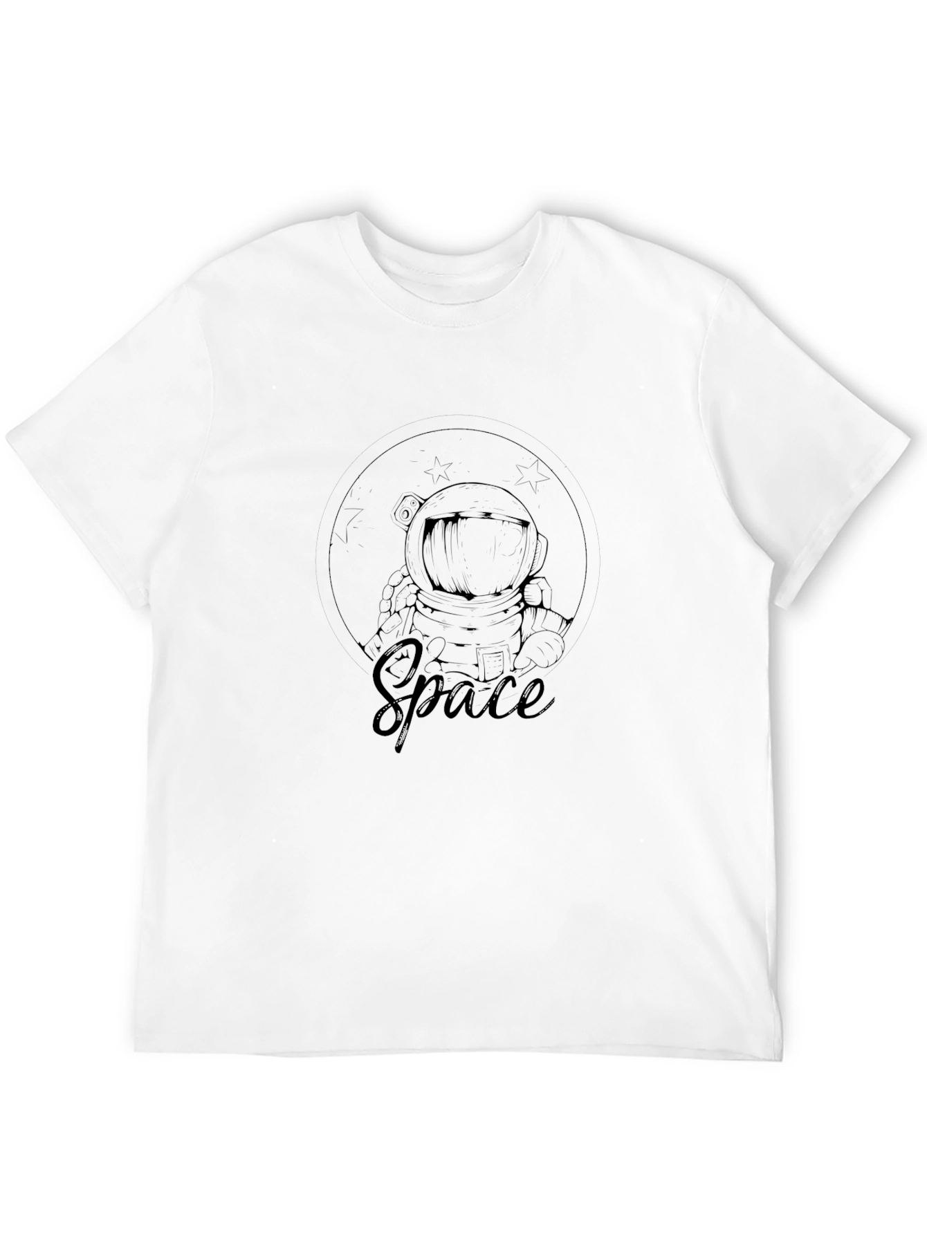 Space Astronaut Graphic Print Black T-Shirt