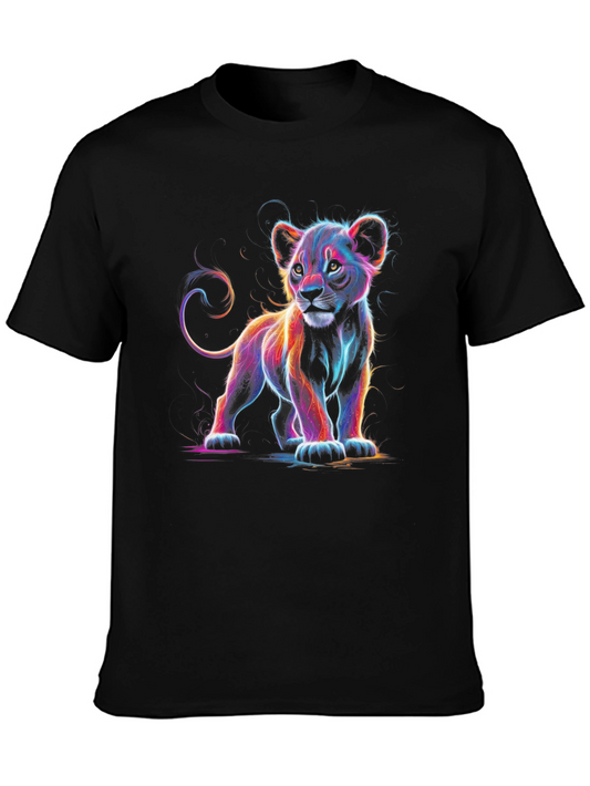 Neon Lion Cub Graphic Tee - Modern Style
