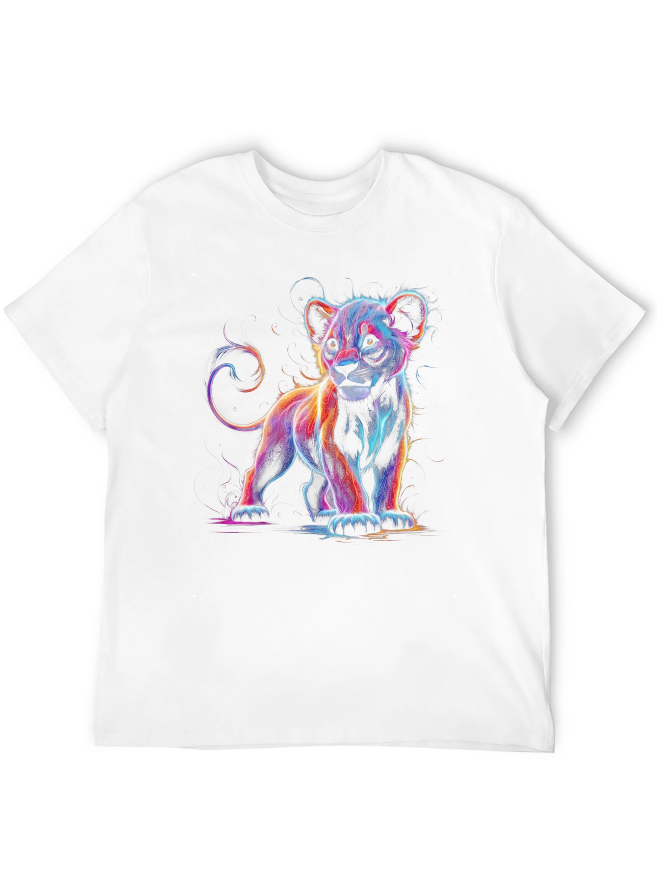Neon Lion Cub Graphic Tee - Modern Style
