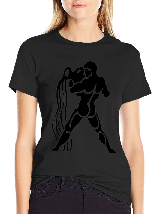 Aquarius Zodiac Graphic Black T-Shirt