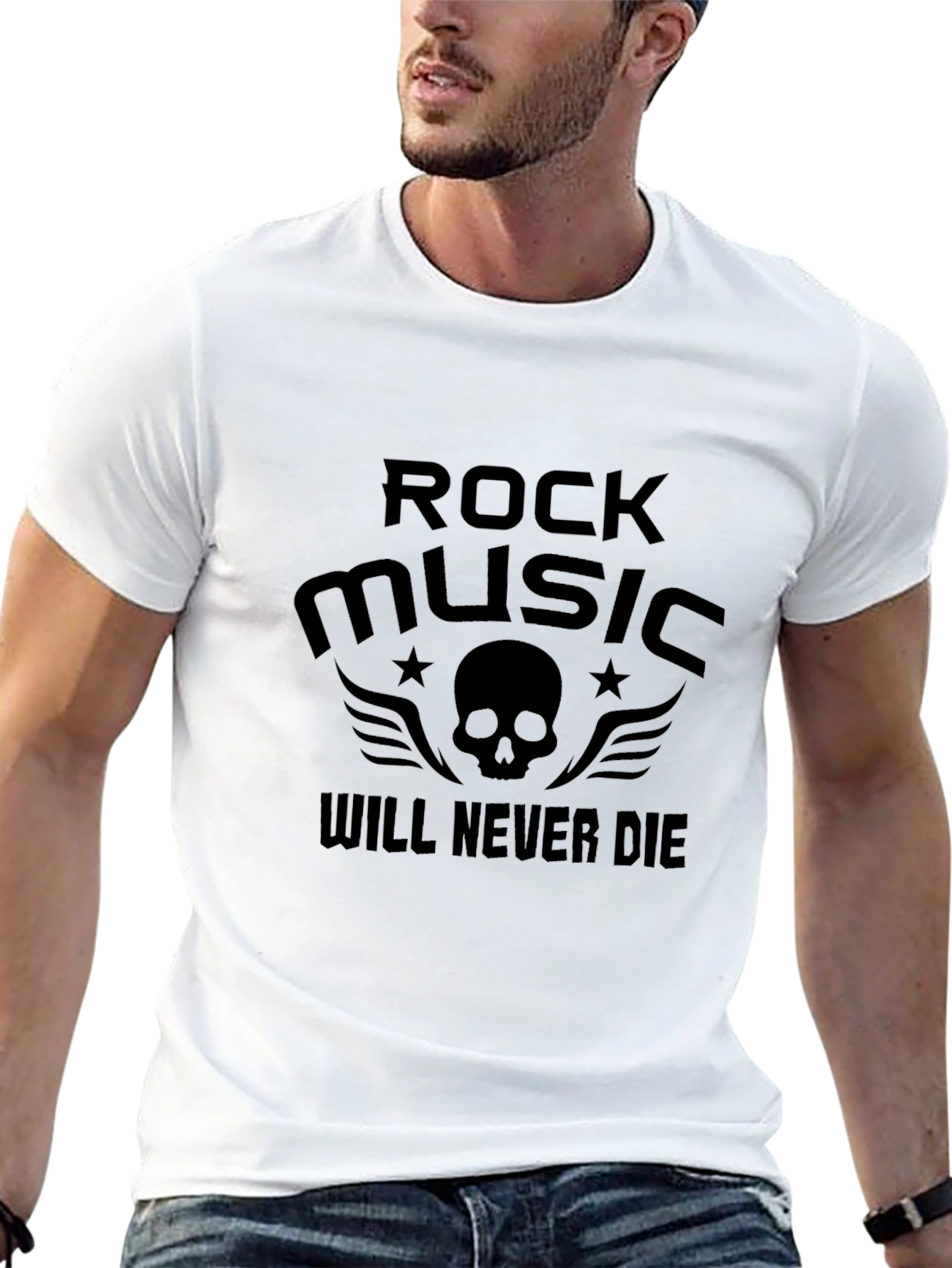 Rock Music Skull Graphic Tee - Black