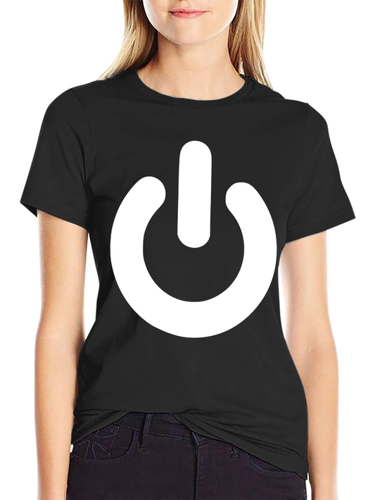 Power On Symbol Graphic Tee - Black Cotton Casual Shirt