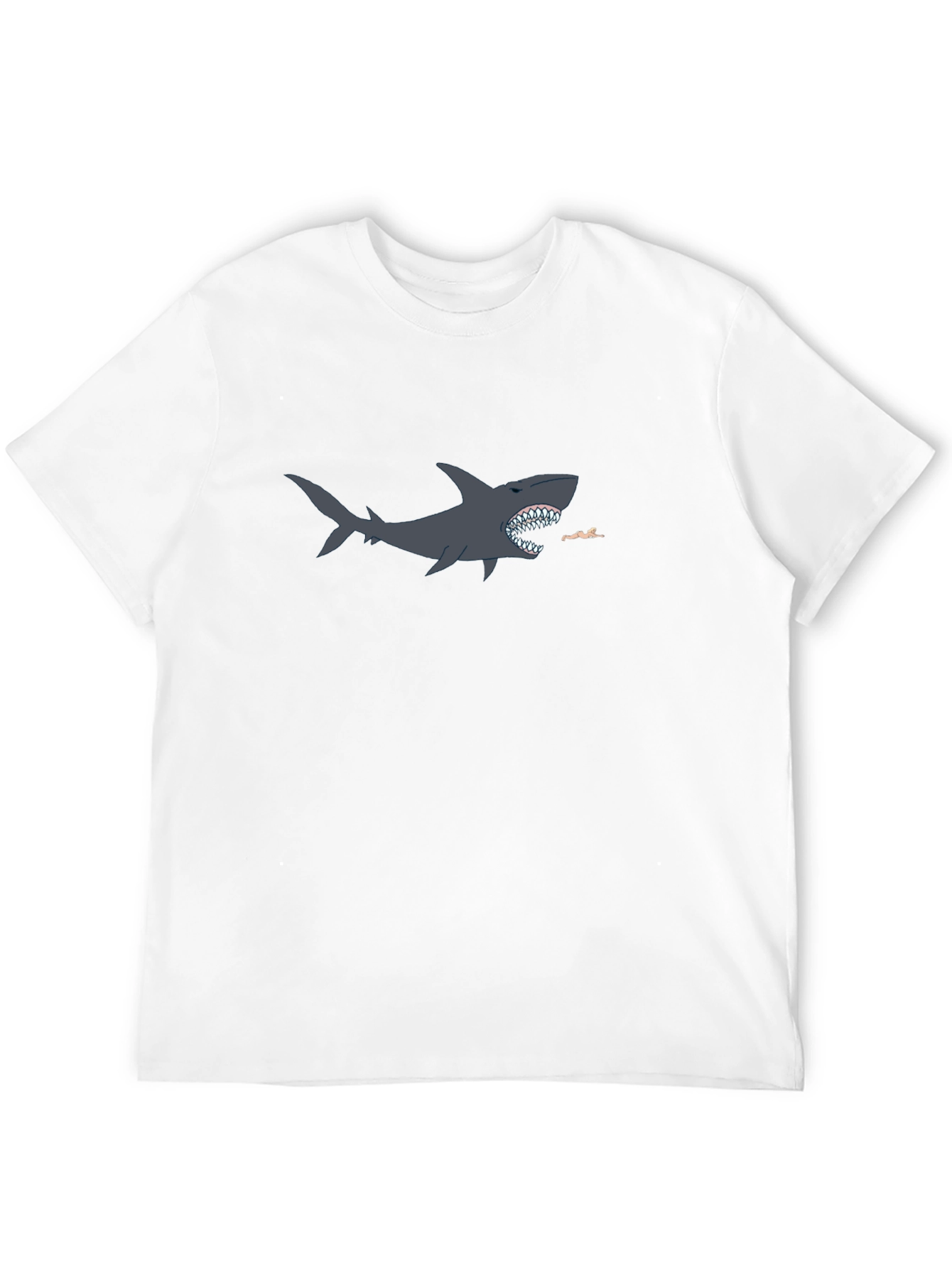 Shark Attack Graphic T-Shirt - Black Cotton Blend