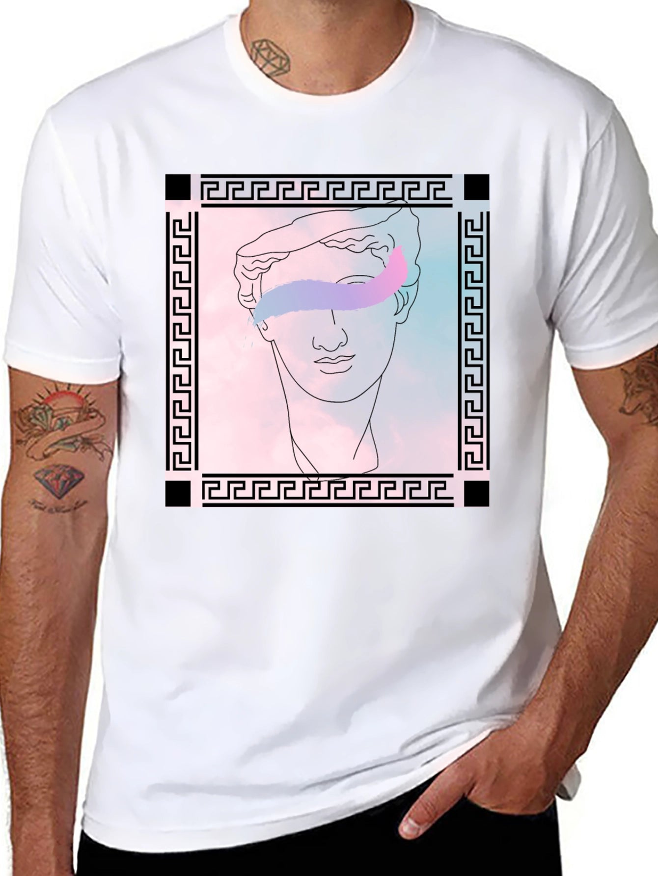 Greek Bust Graphic Tee - Stylish Black T-Shirt