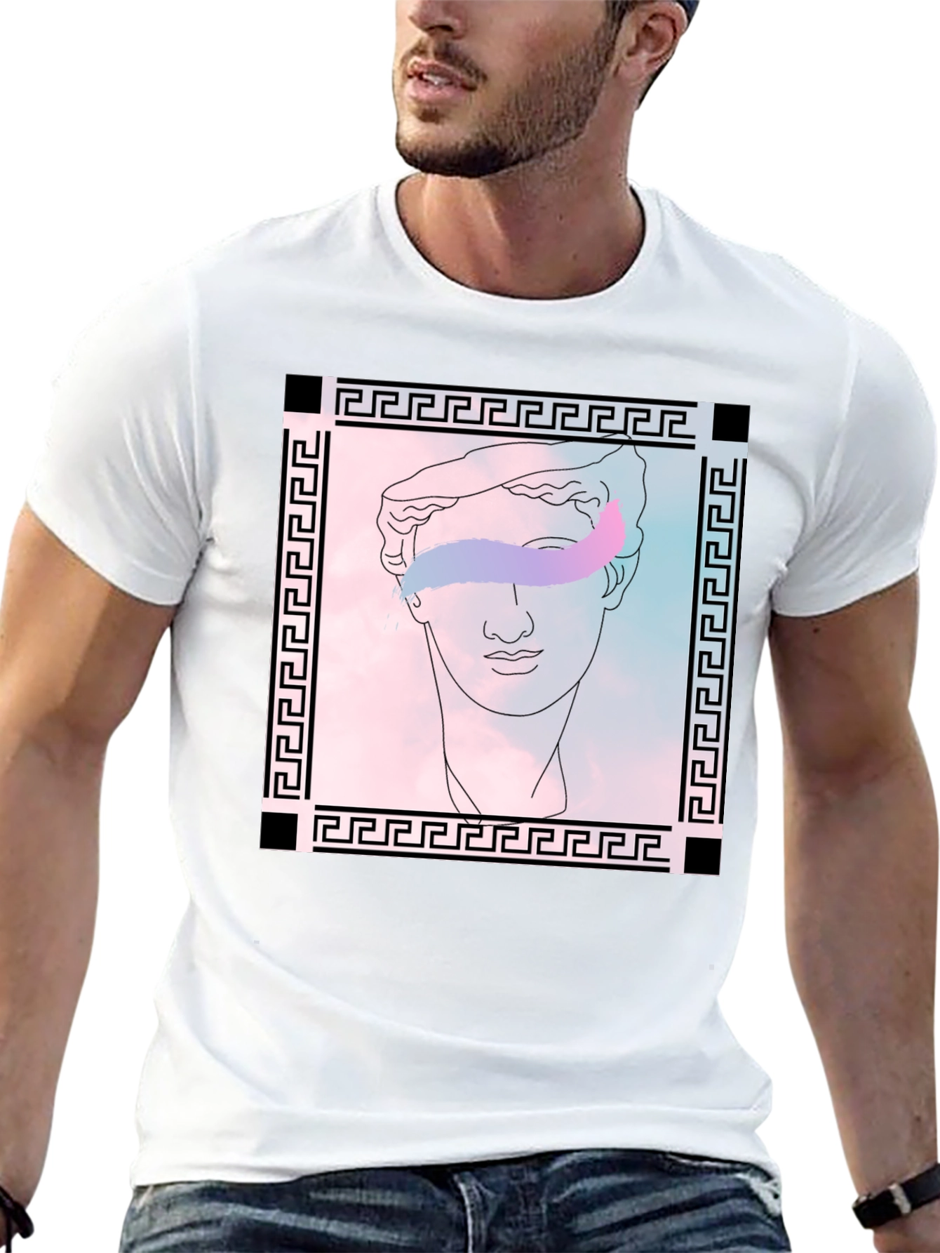Greek Bust Graphic Tee - Stylish Black T-Shirt