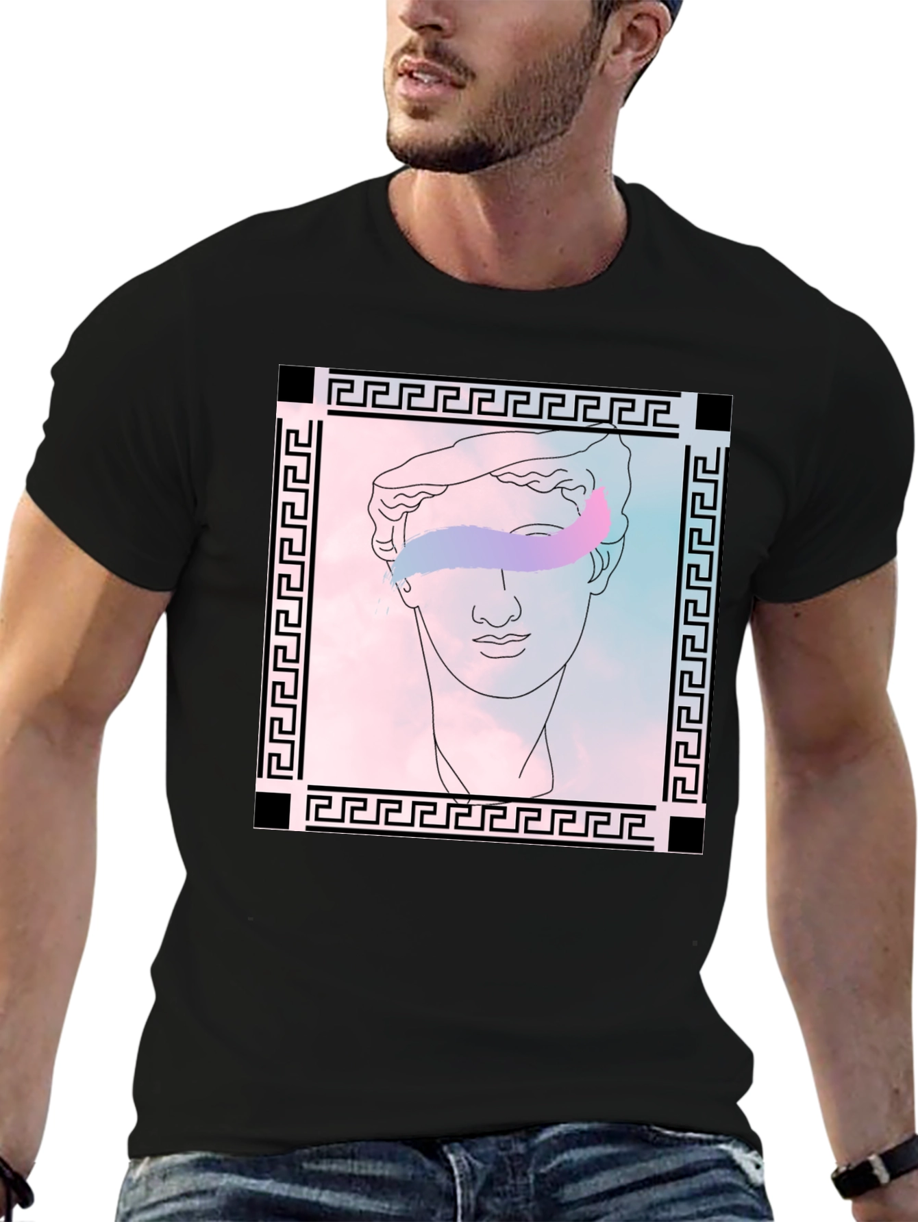 Greek Bust Graphic Tee - Stylish Black T-Shirt