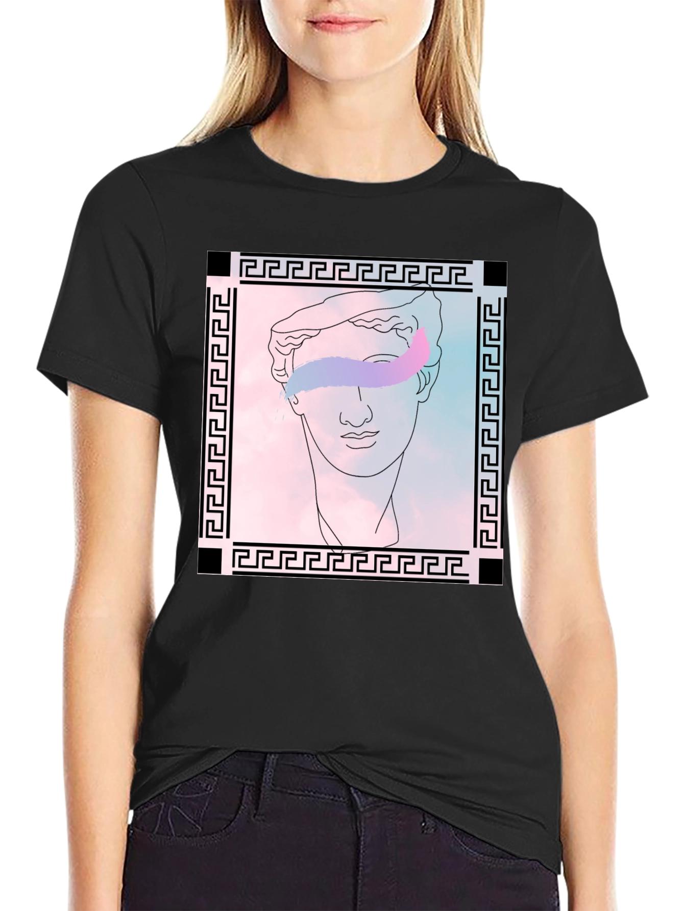 Greek Bust Graphic Tee - Stylish Black T-Shirt