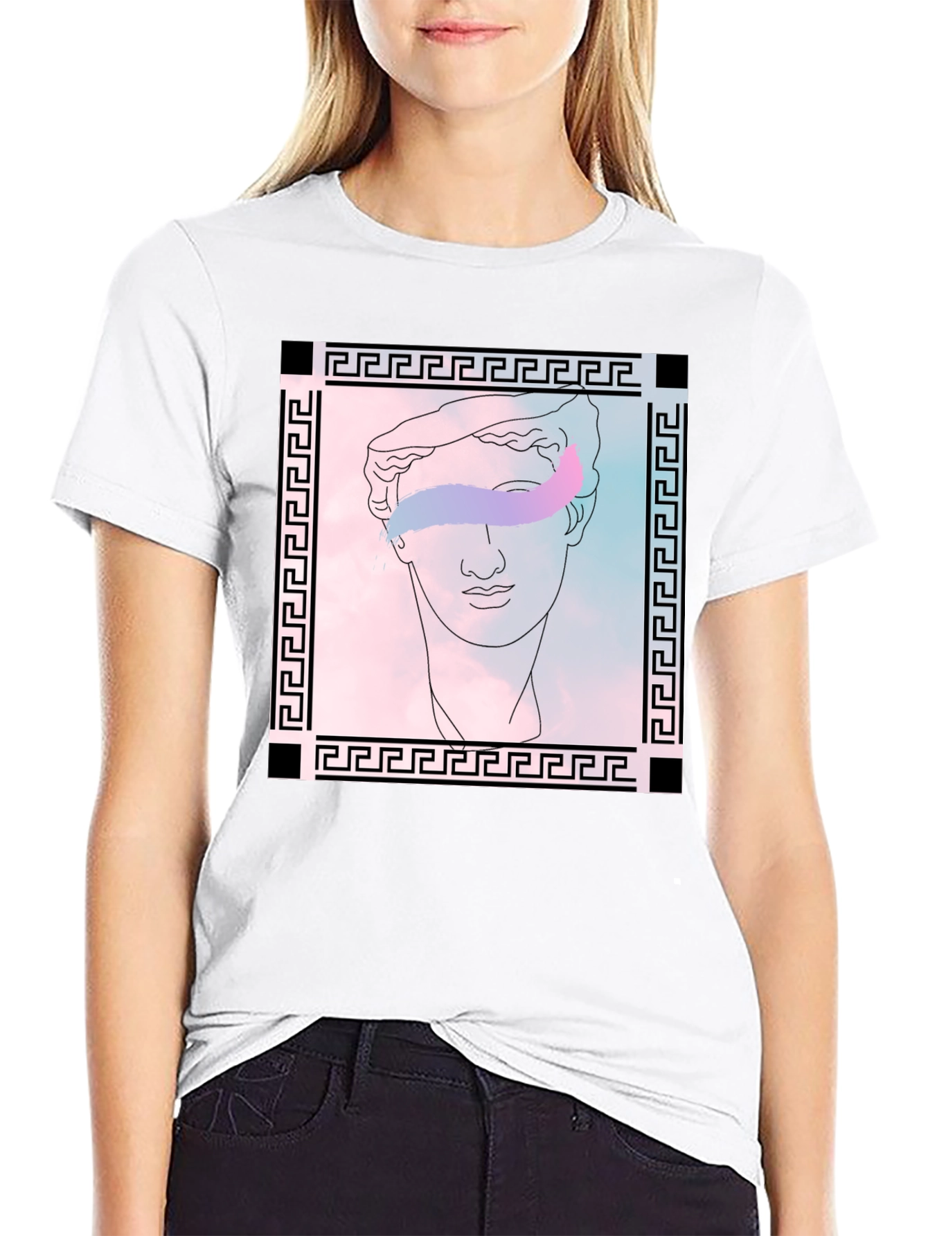 Greek Bust Graphic Tee - Stylish Black T-Shirt