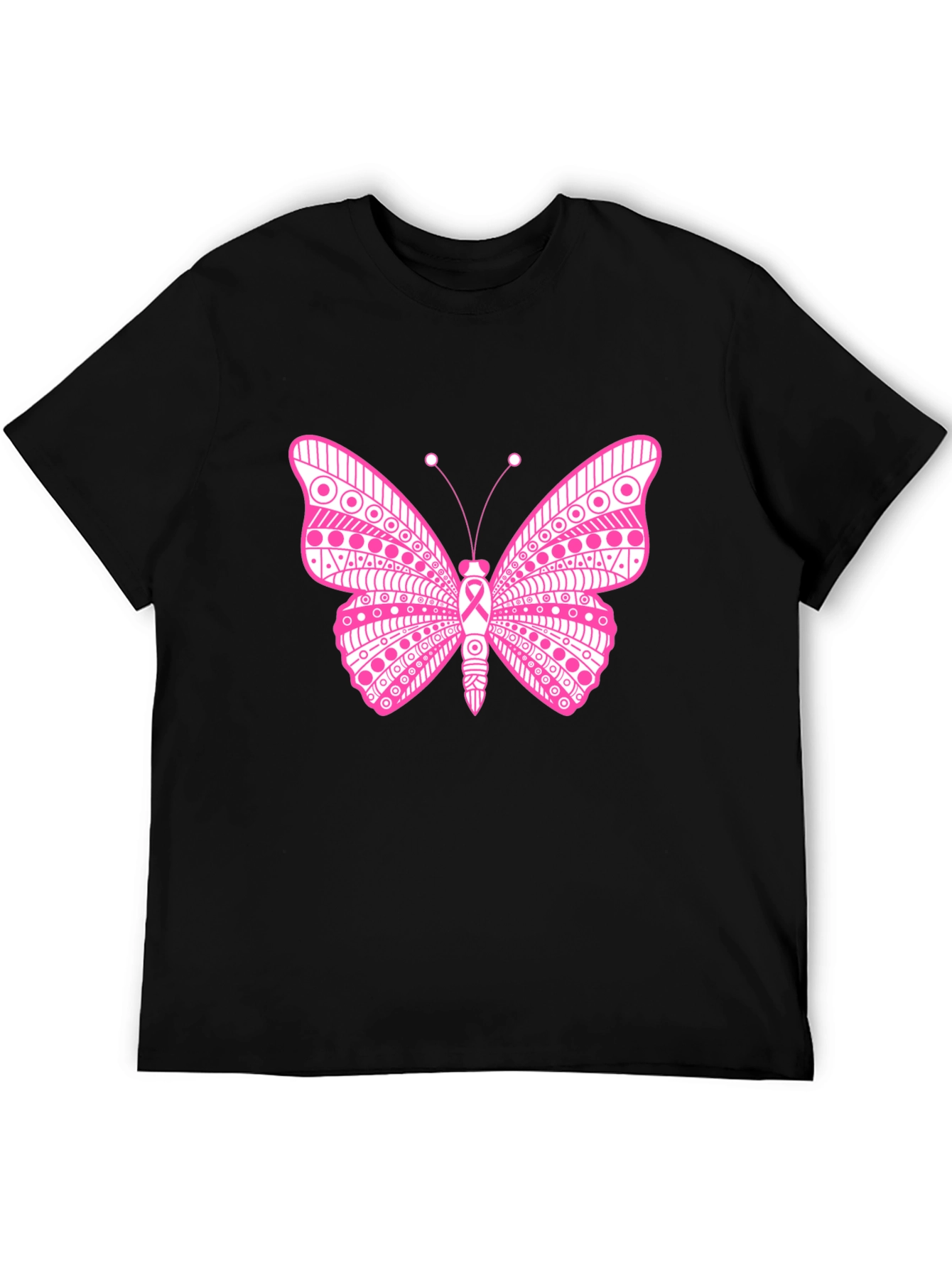 Pink Butterfly Graphic T-Shirt Breast Cancer Awareness