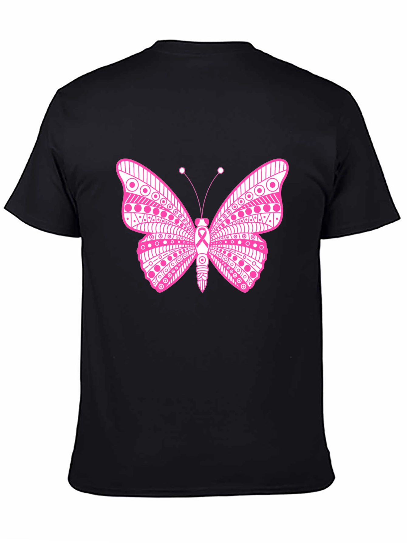 Pink Butterfly Graphic T-Shirt Breast Cancer Awareness