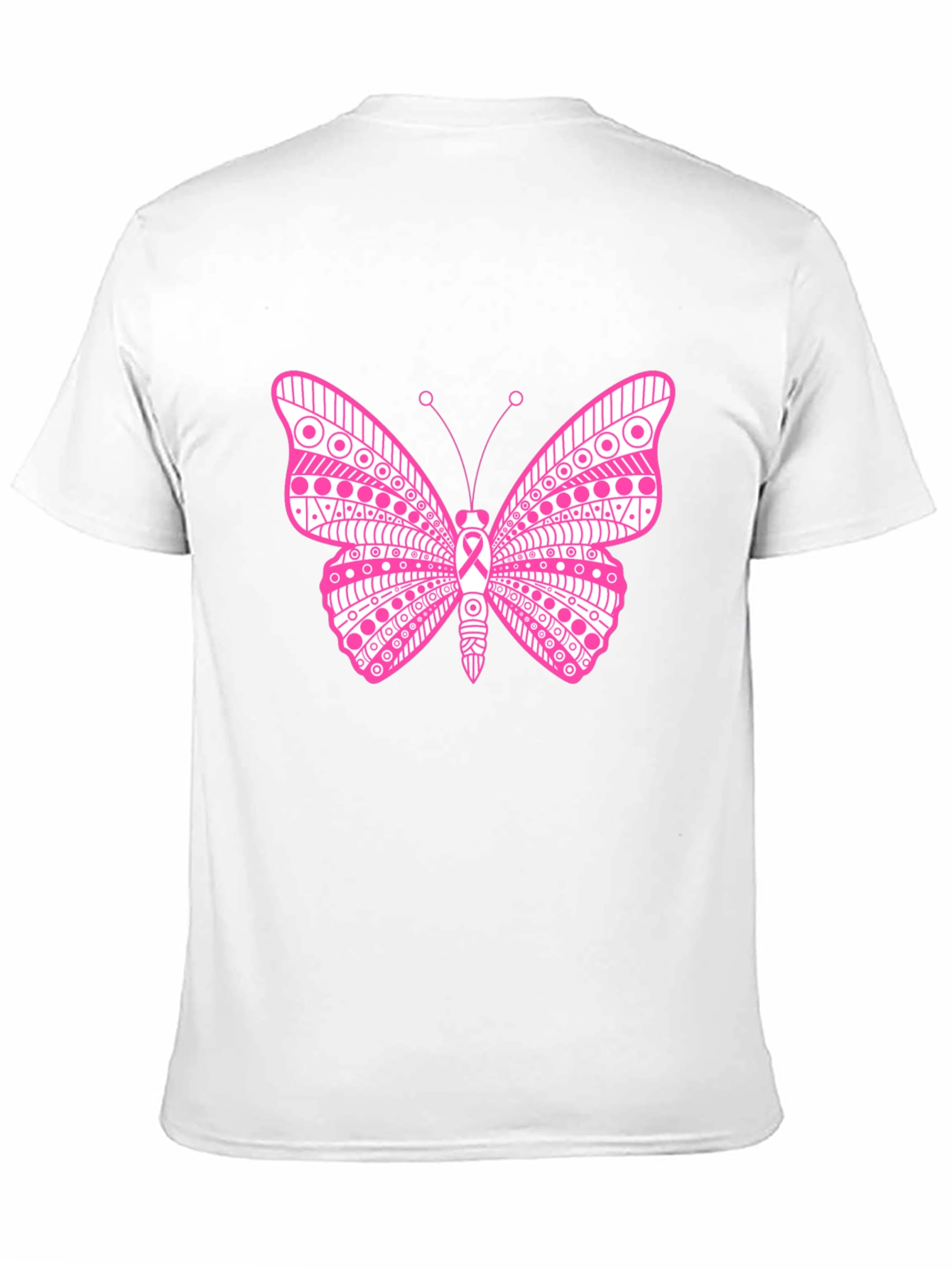 Pink Butterfly Graphic T-Shirt Breast Cancer Awareness