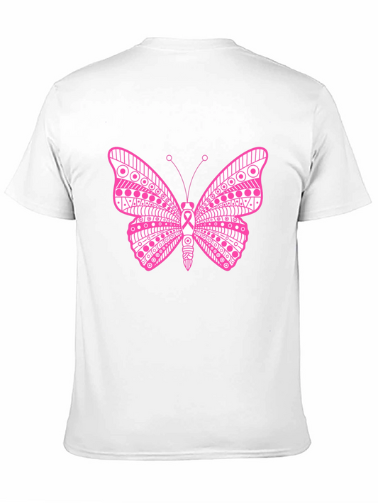 Pink Butterfly Graphic T-Shirt Breast Cancer Awareness