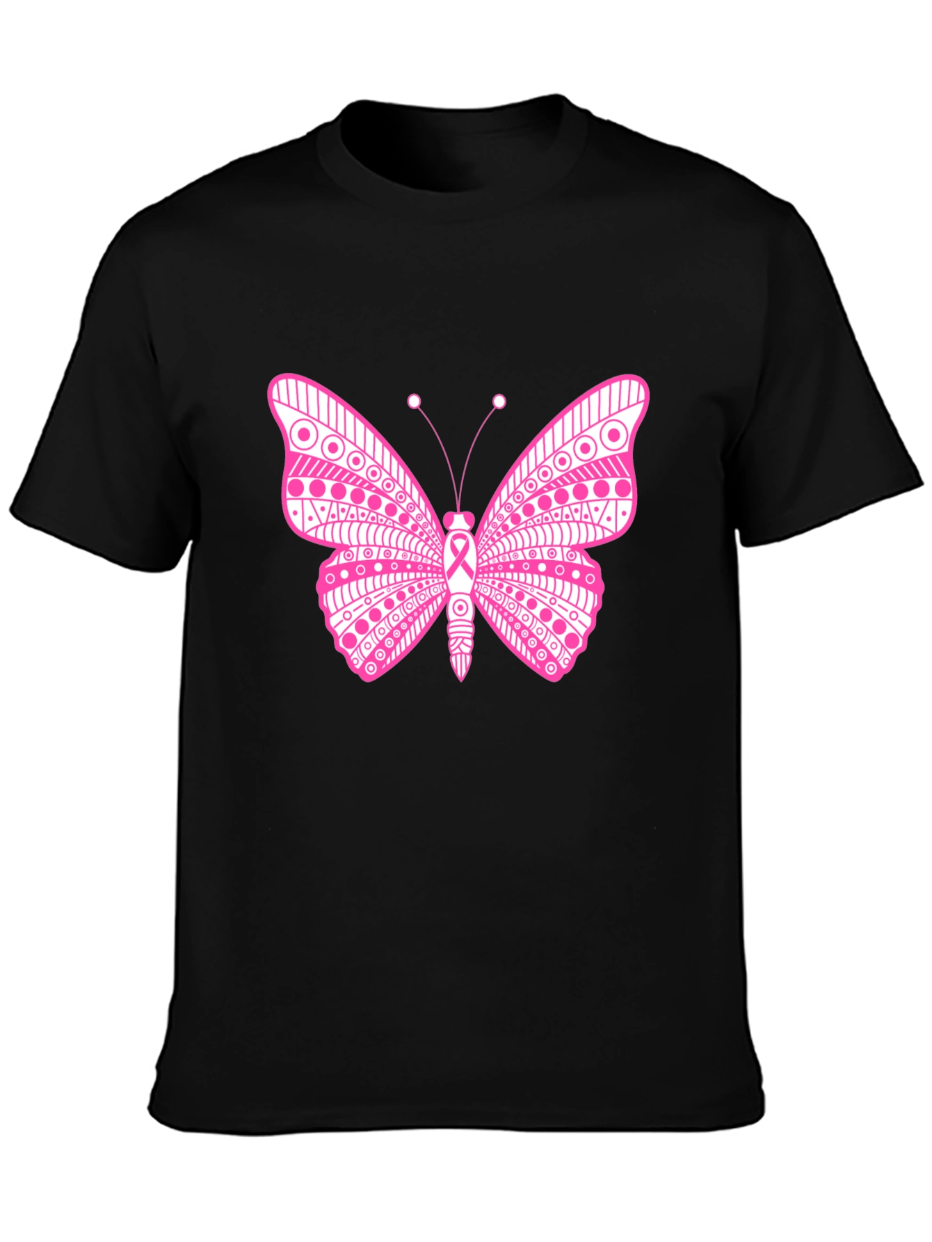 Pink Butterfly Graphic T-Shirt Breast Cancer Awareness