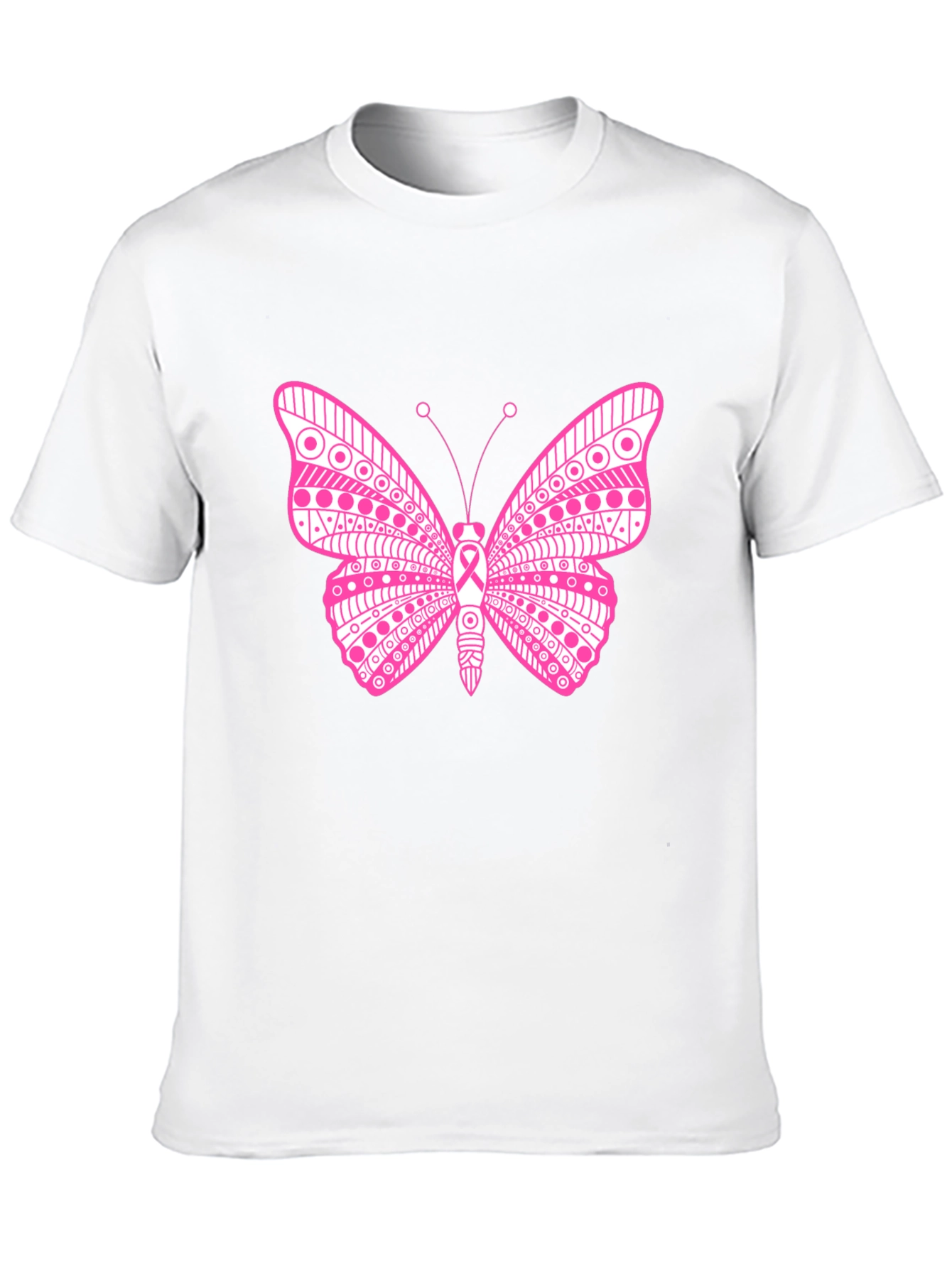 Pink Butterfly Graphic T-Shirt Breast Cancer Awareness