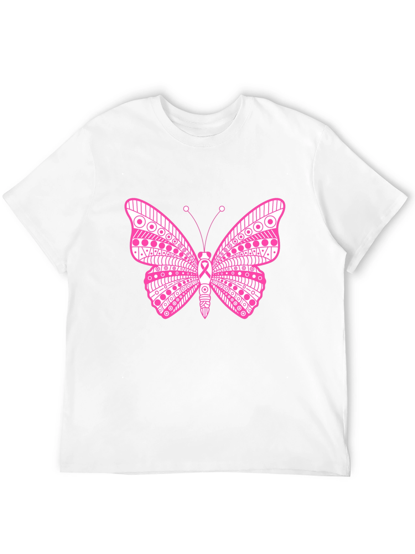 Pink Butterfly Graphic T-Shirt Breast Cancer Awareness