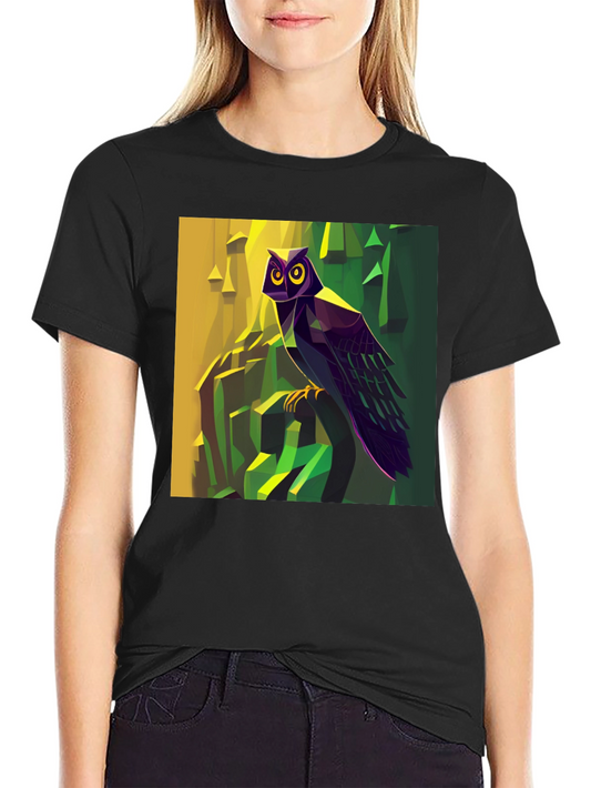 Geometric Owl Graphic T-Shirt - Artistic Design
