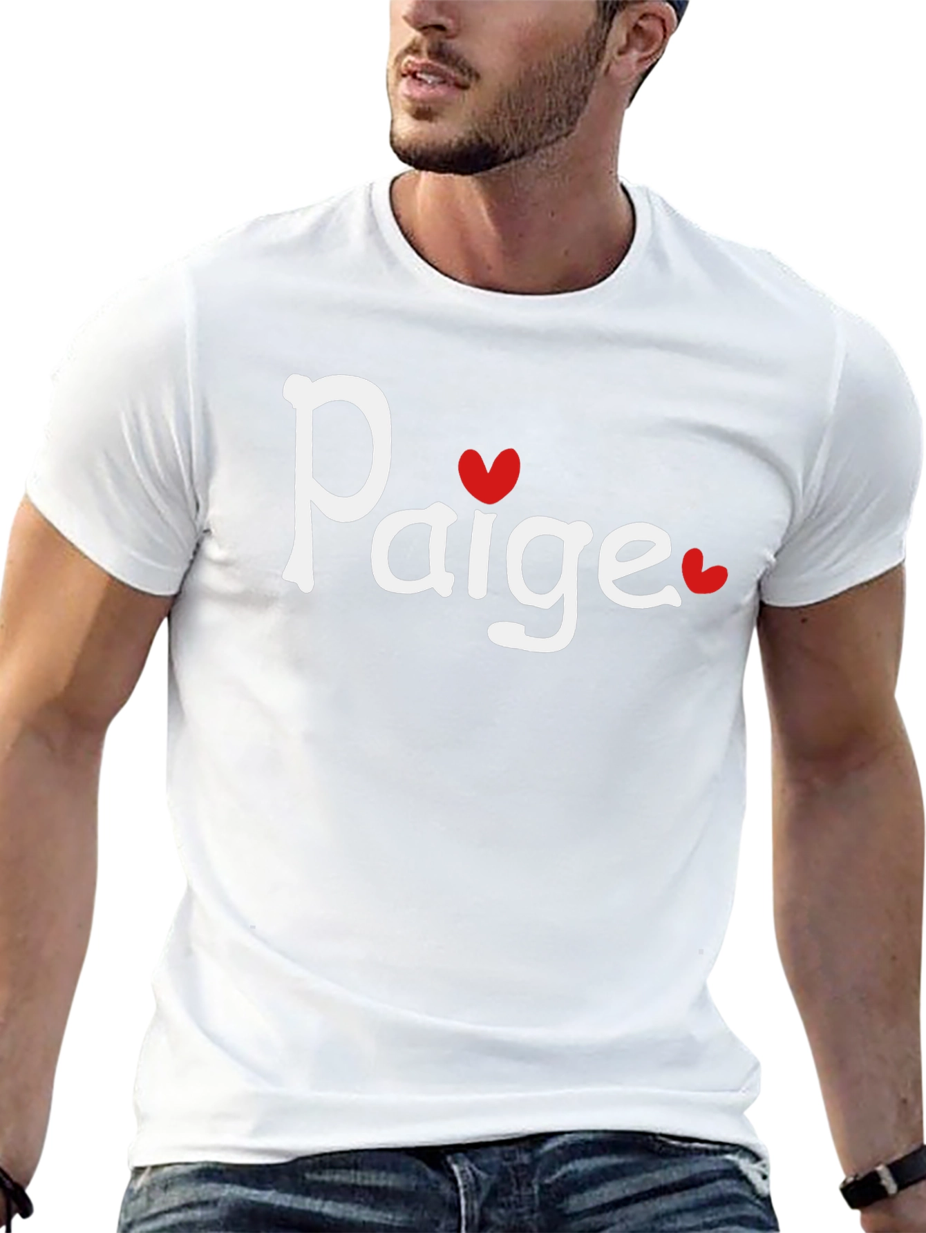 Paige Heart Tee - Black Cotton Graphic T-Shirt