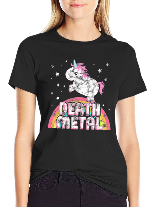 Death Metal Unicorn T-Shirt - Rainbow Graphic Tee