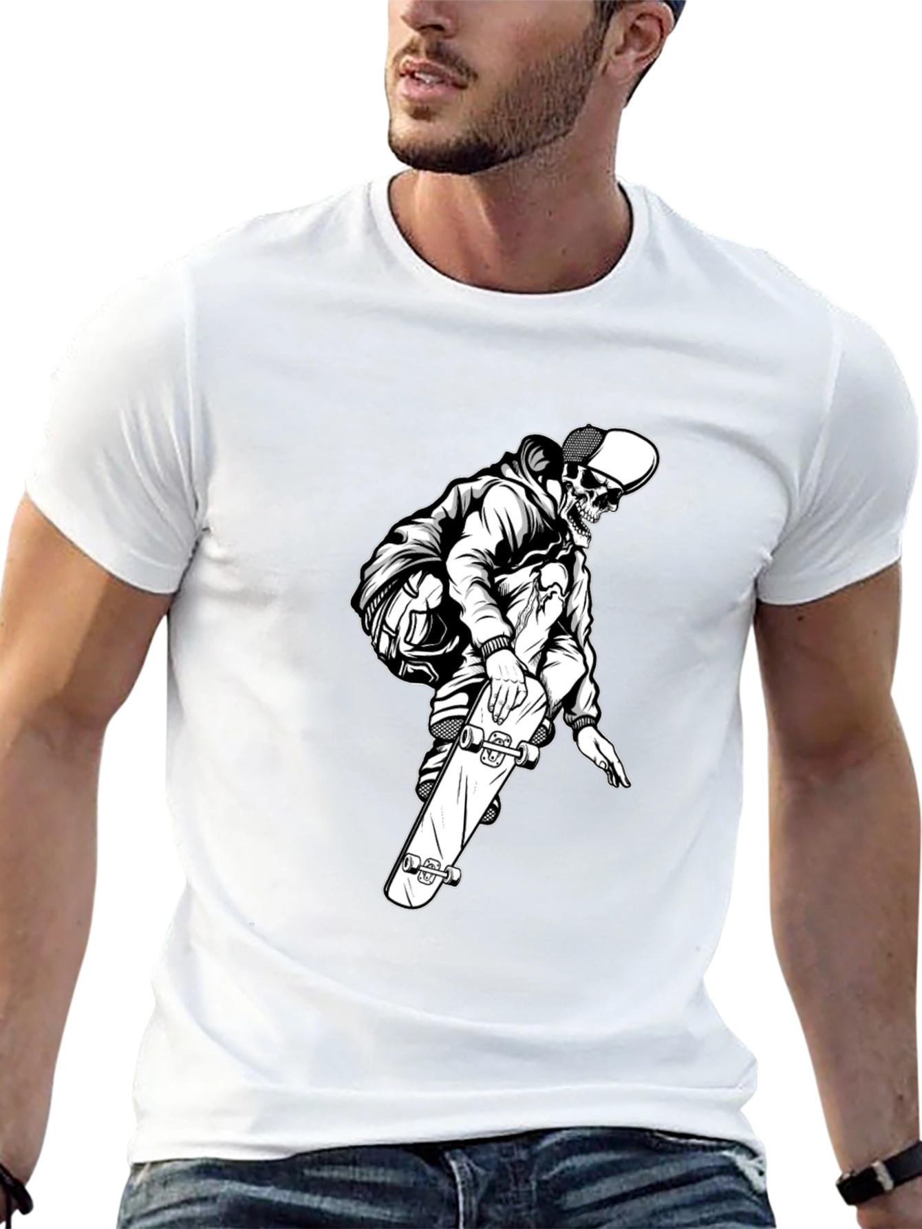Skate Skeleton Black Graphic Tee