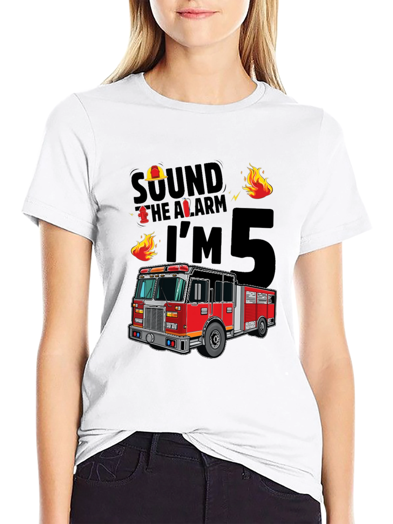 Fire Truck 5th Birthday T-Shirt