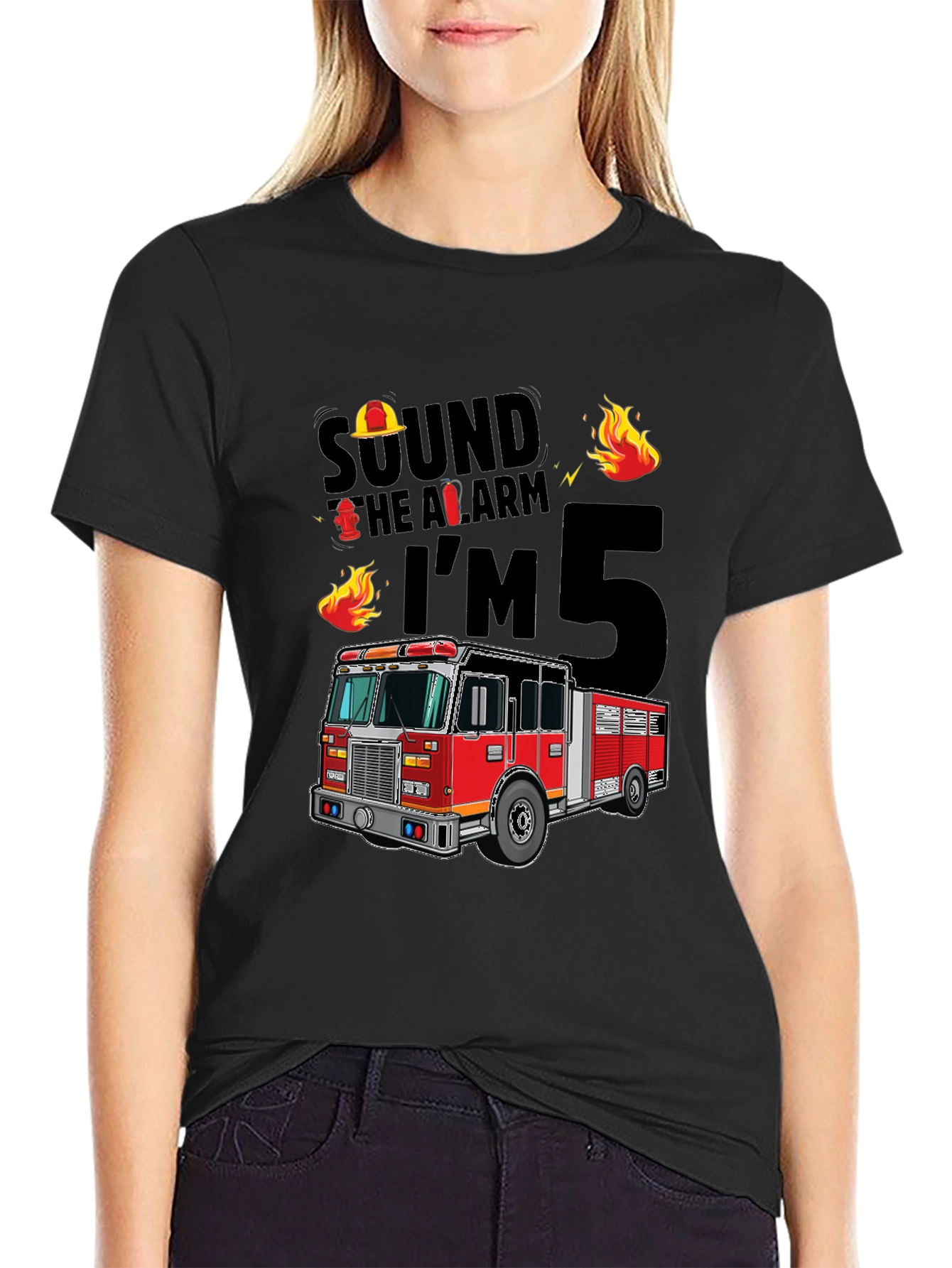 Fire Truck 5th Birthday T-Shirt