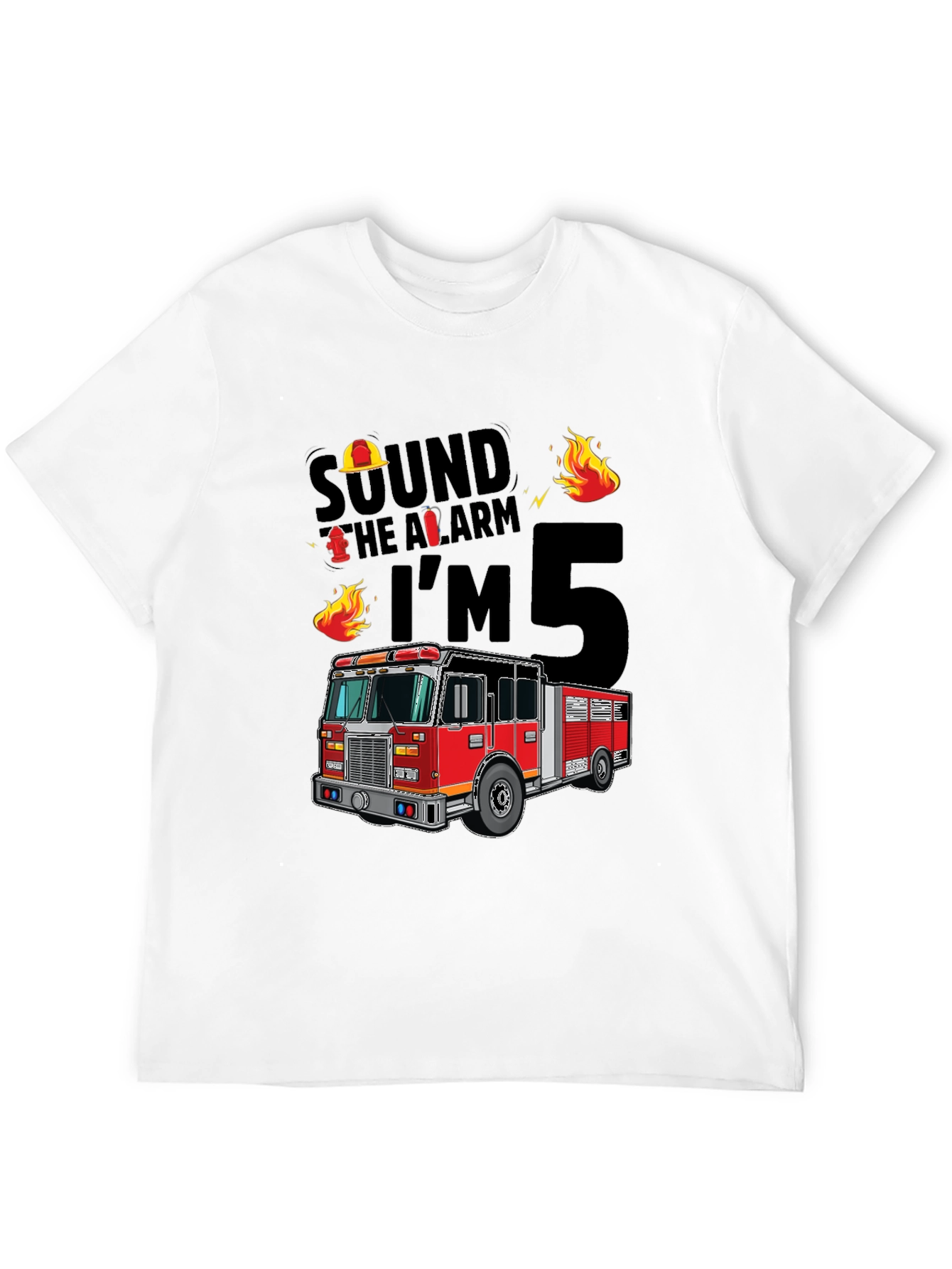 Fire Truck 5th Birthday T-Shirt