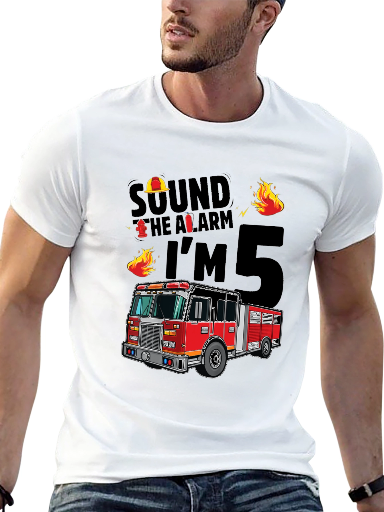 Fire Truck 5th Birthday T-Shirt