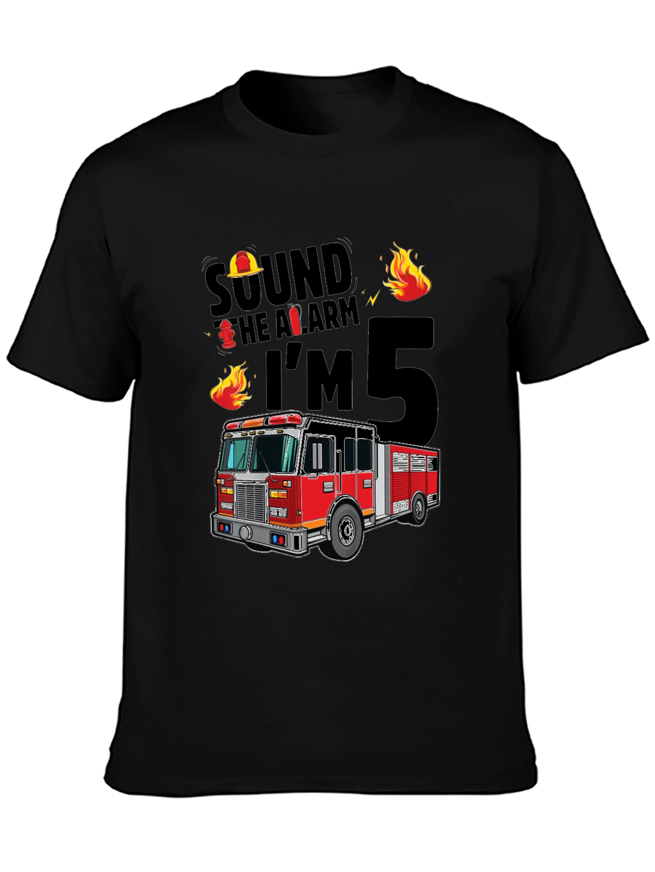 Fire Truck 5th Birthday T-Shirt