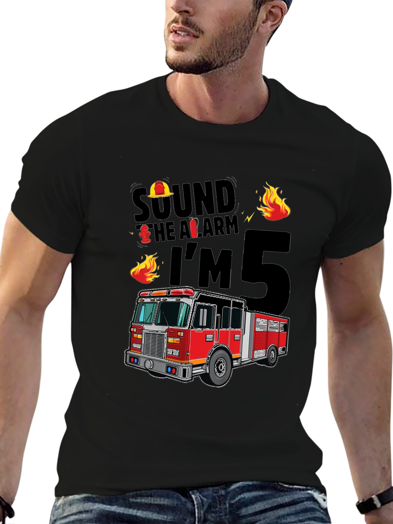 Fire Truck 5th Birthday T-Shirt
