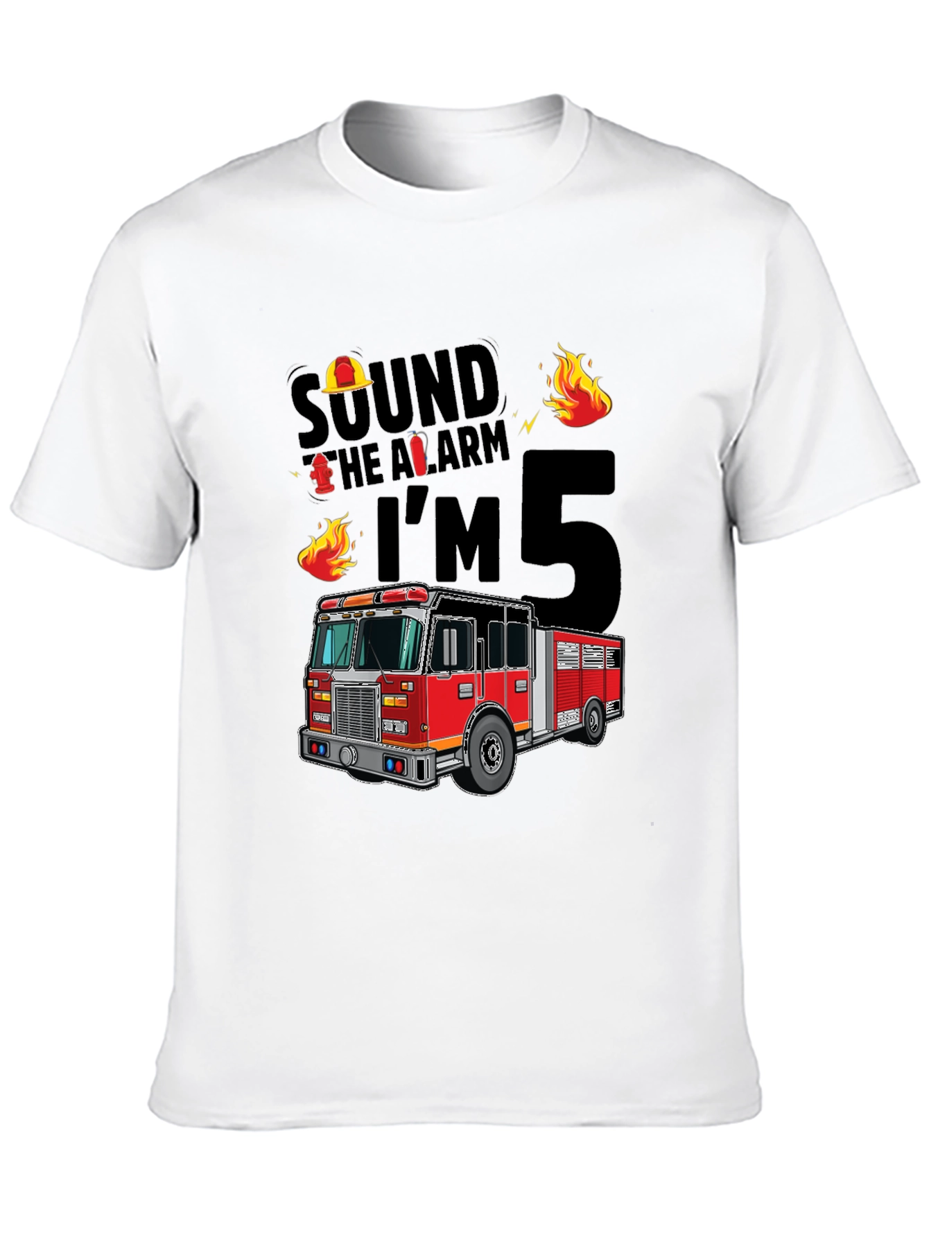 Fire Truck 5th Birthday T-Shirt