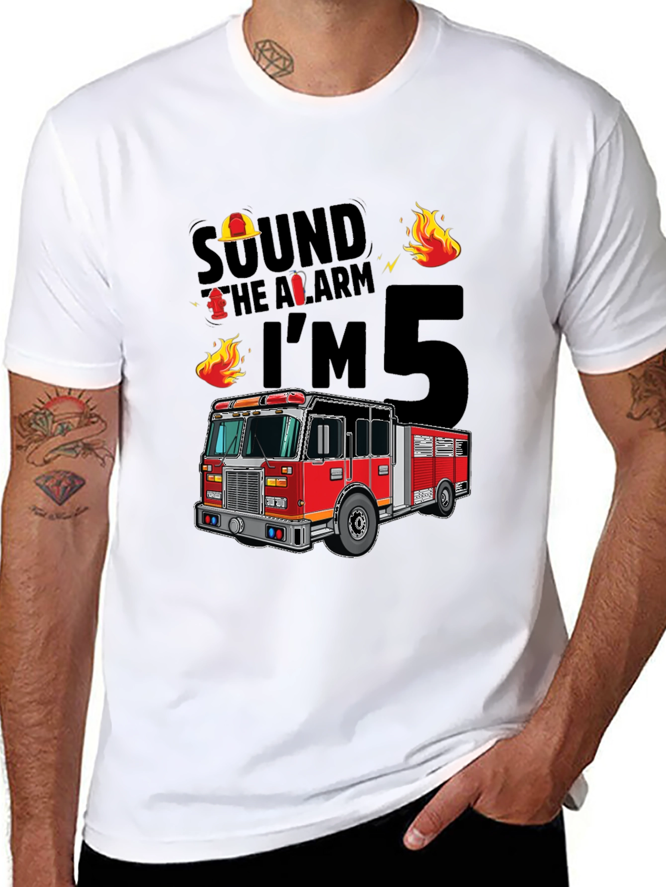 Fire Truck 5th Birthday T-Shirt
