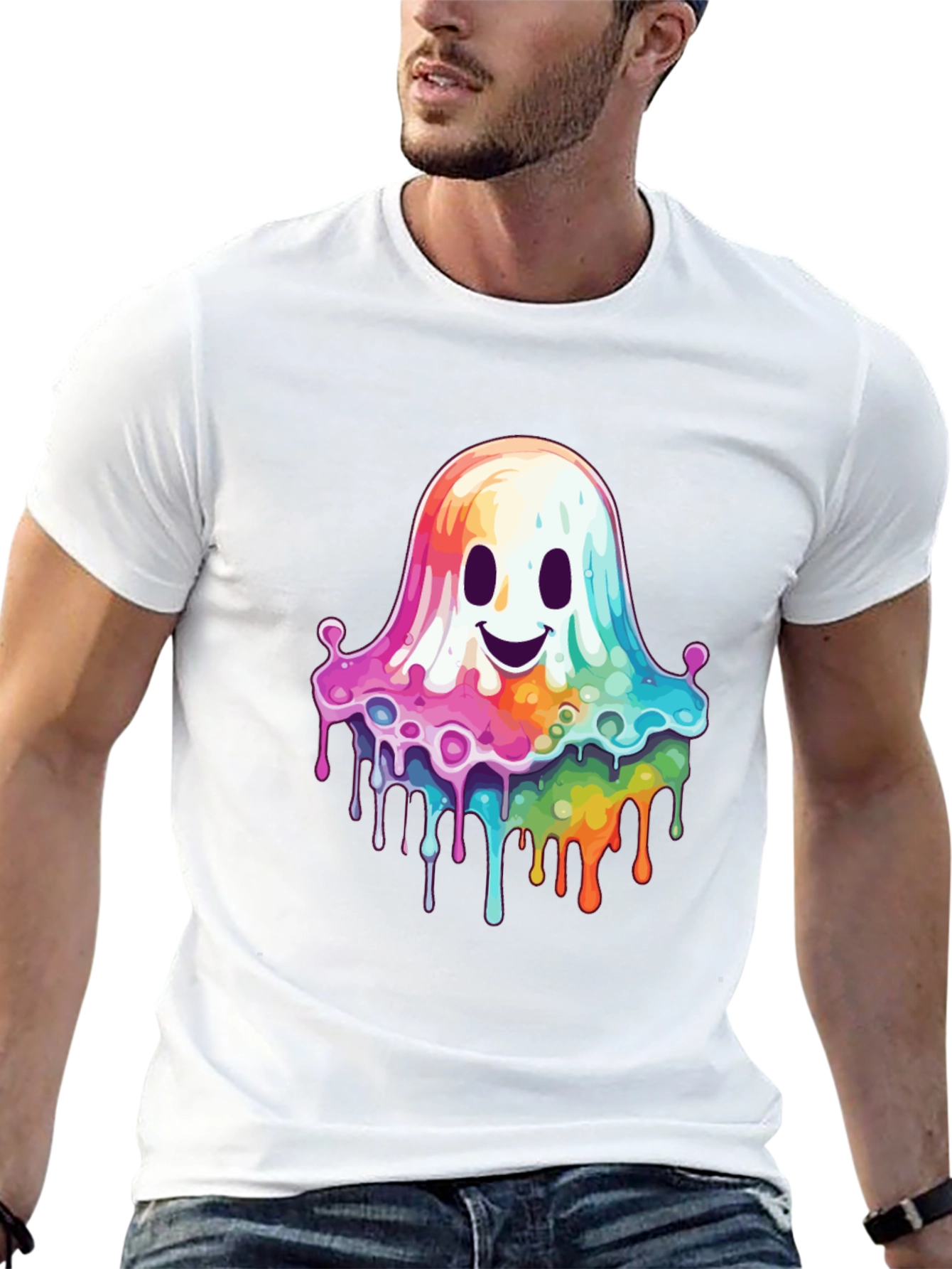 Rainbow Dripping Ghost T-Shirt