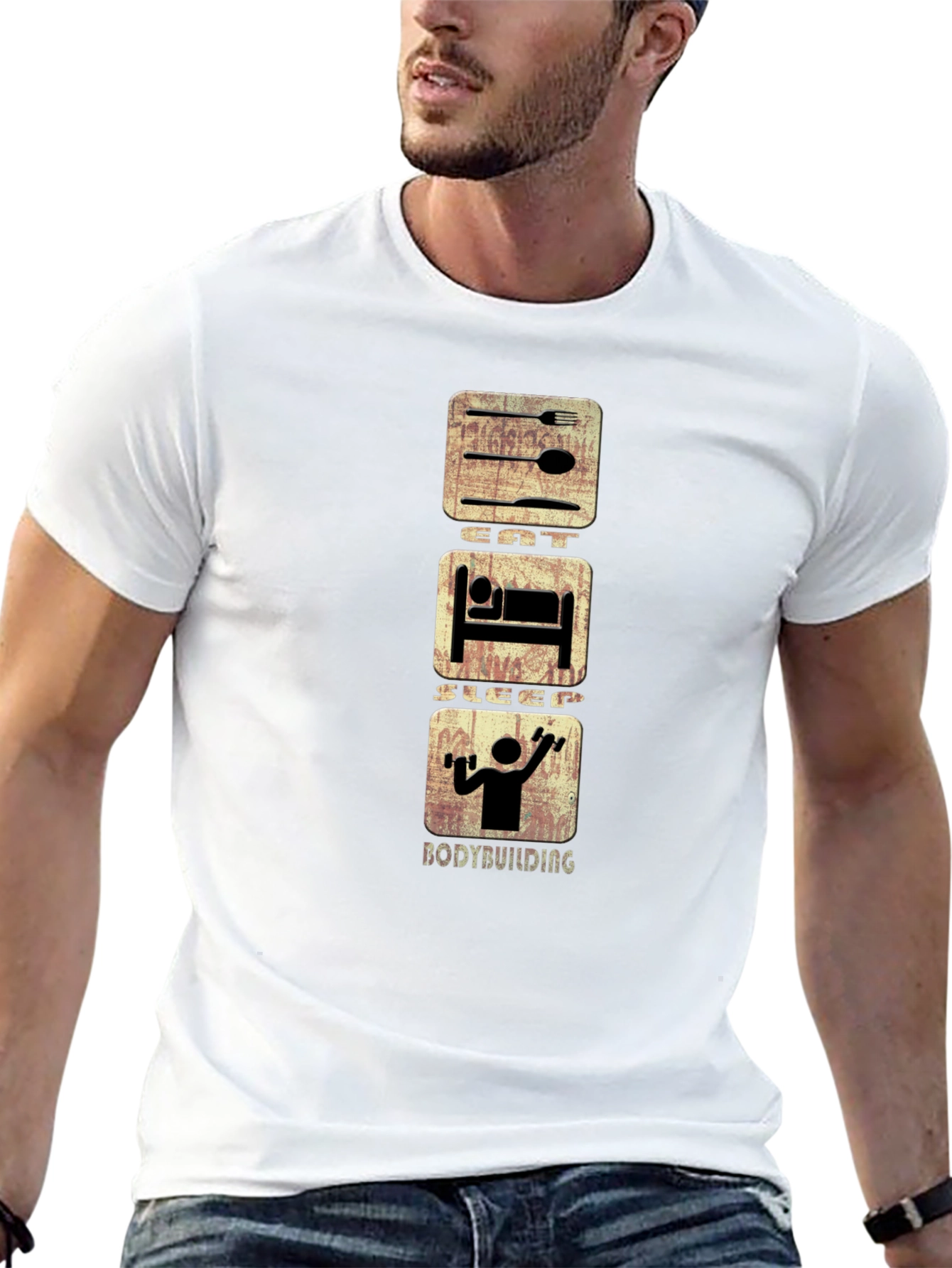 Eat Sleep Bodybuilding Graphic Tee - Black