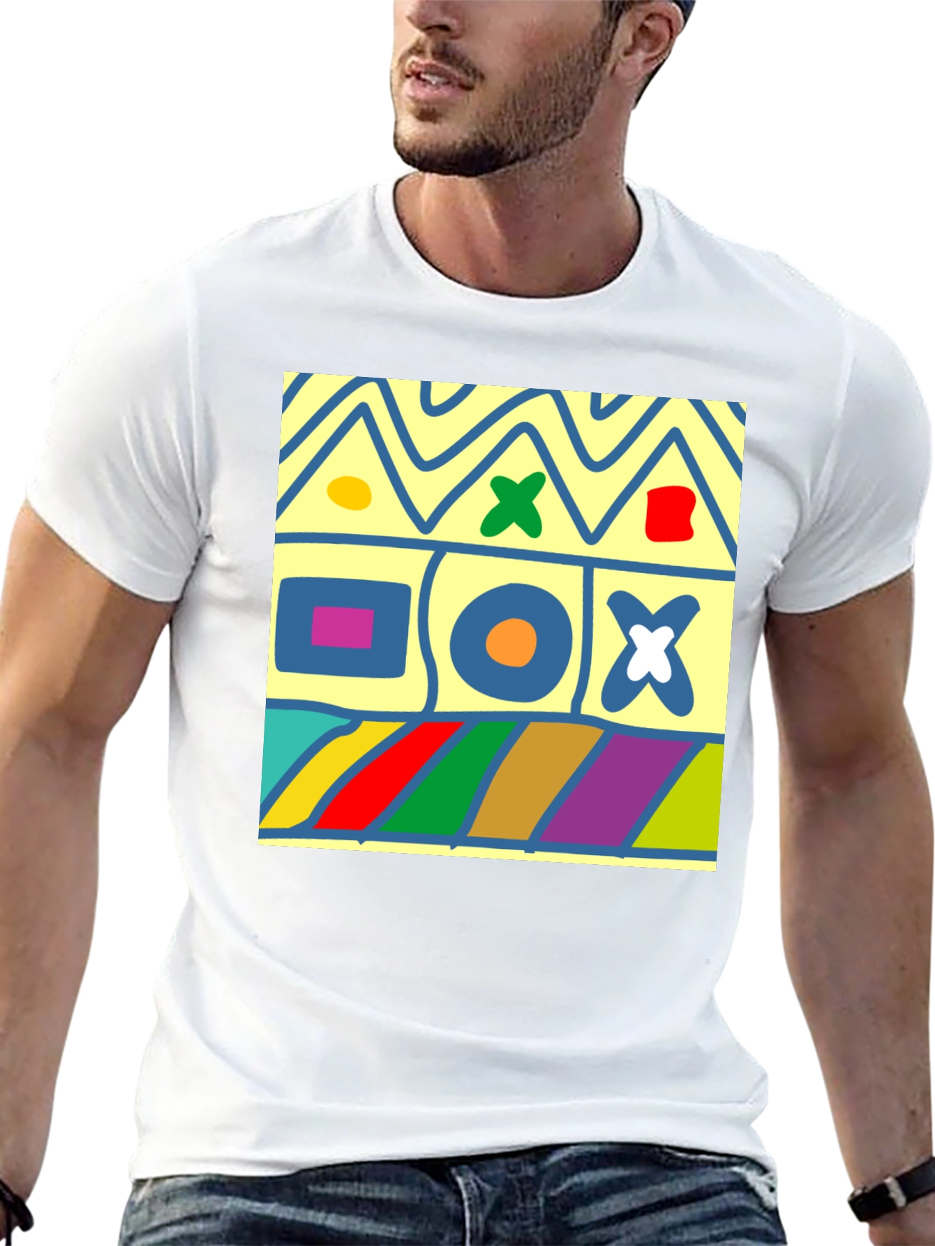Abstract Pattern Mens Black Graphic Tee