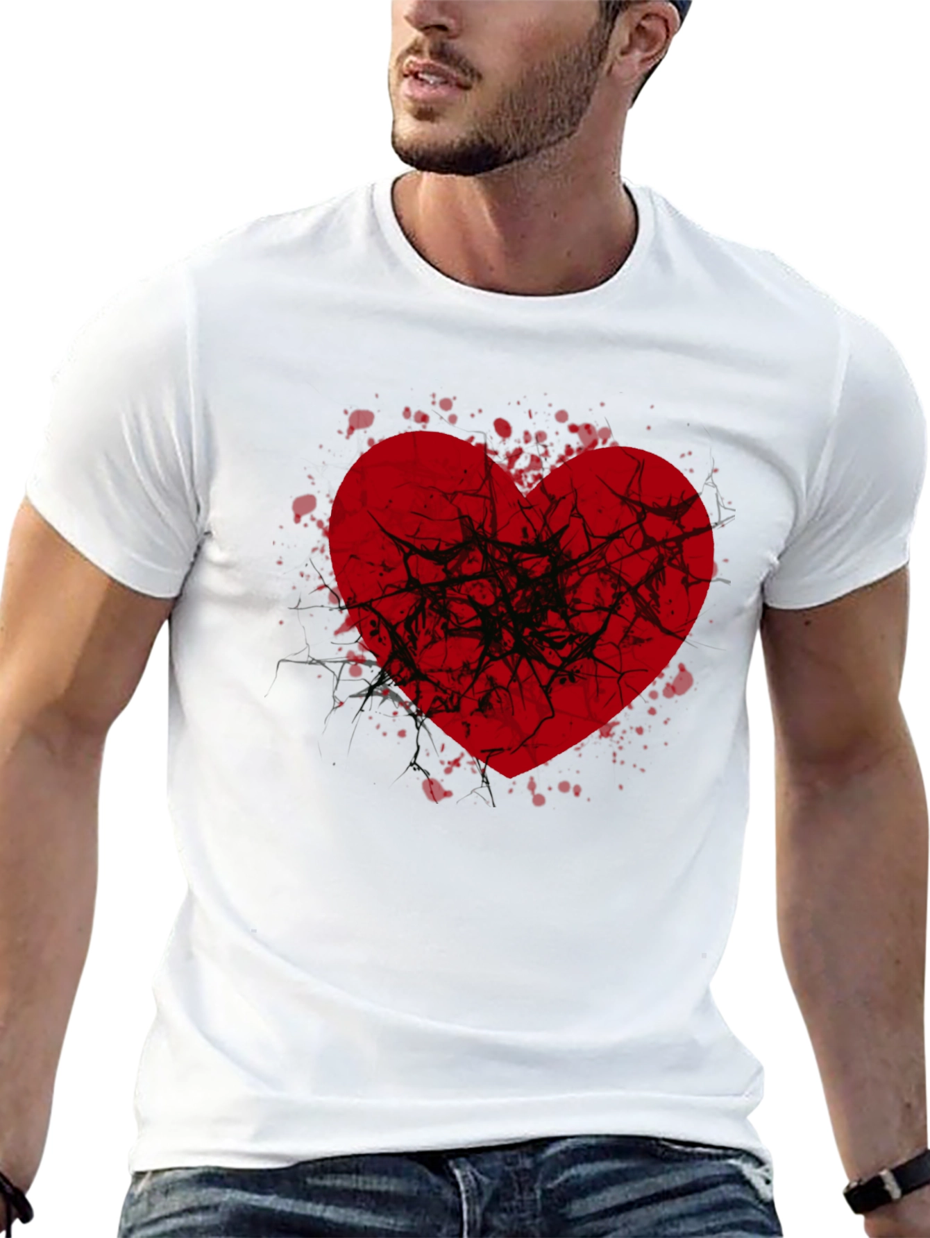 Broken Heart Graphic Tee - Black Casual Shirt