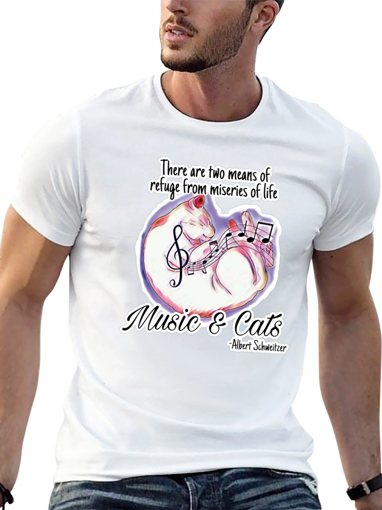 Music & Cats T-Shirt: Refuge From Lifes Miseries