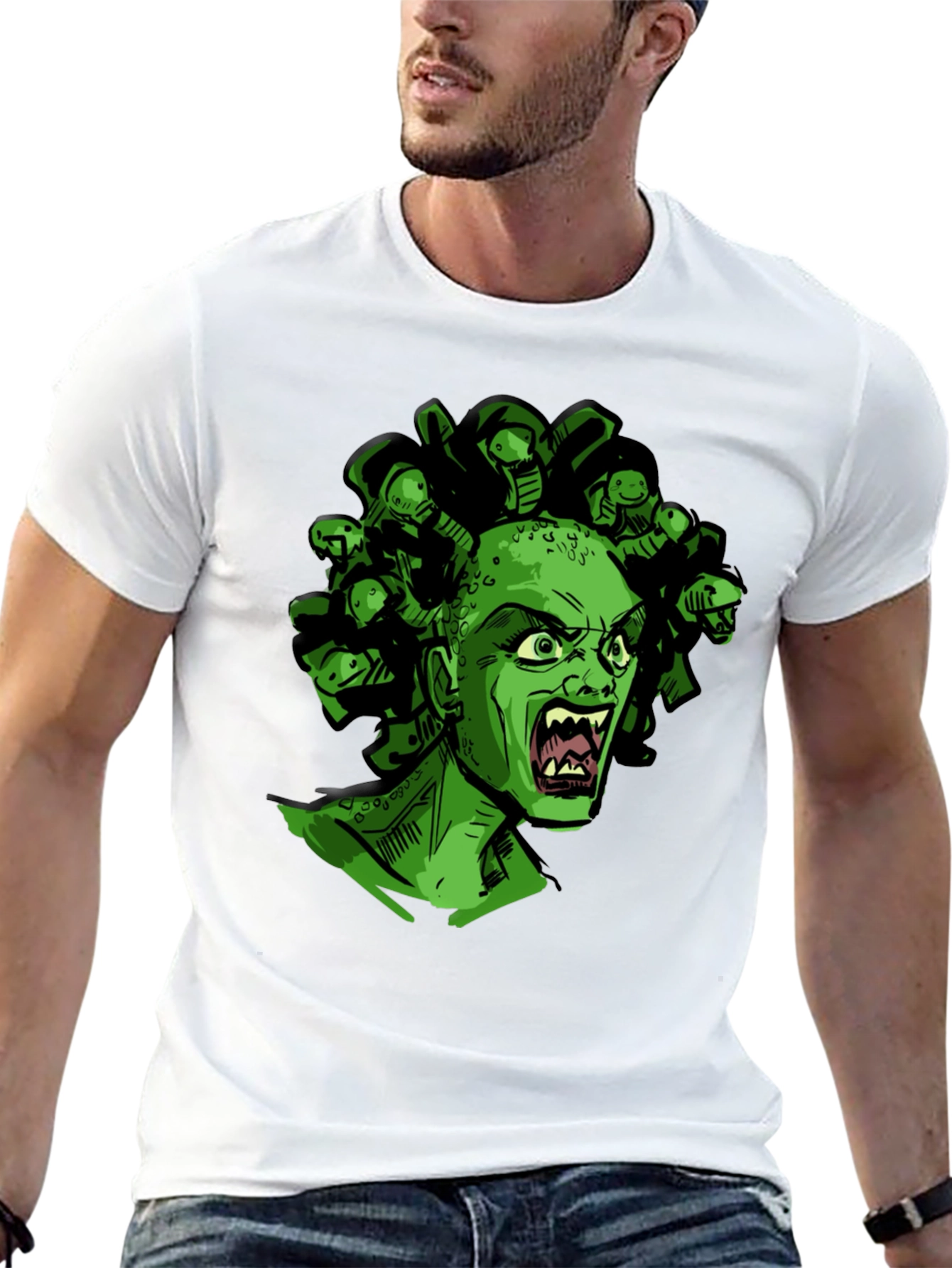 Medusa Graphic Print T-Shirt - Black