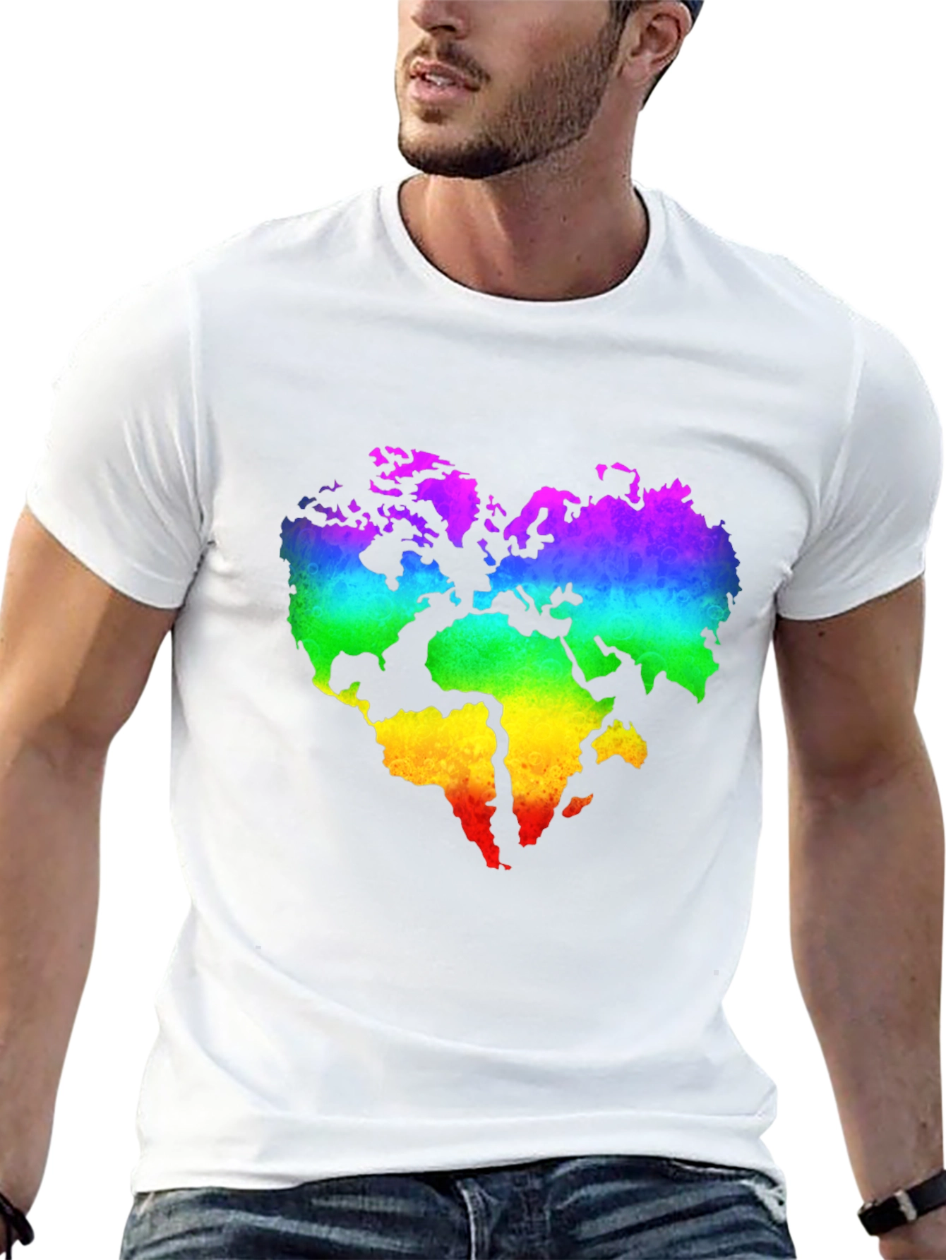 Rainbow Earth Heart Graphic T-Shirt