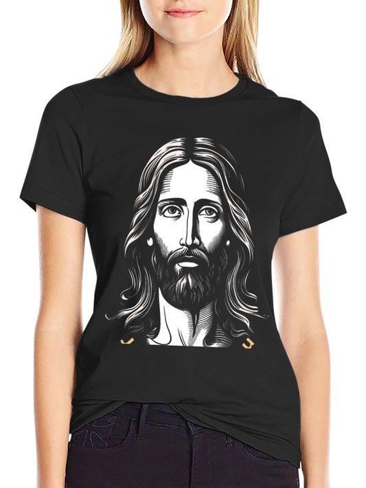 Jesus Portrait Graphic T-Shirt - Black