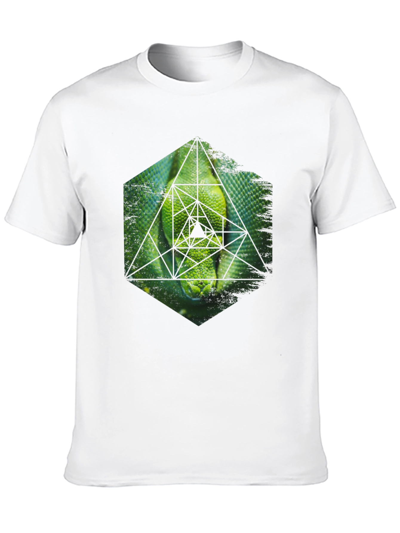 Geometric Snake Graphic Tee - Black