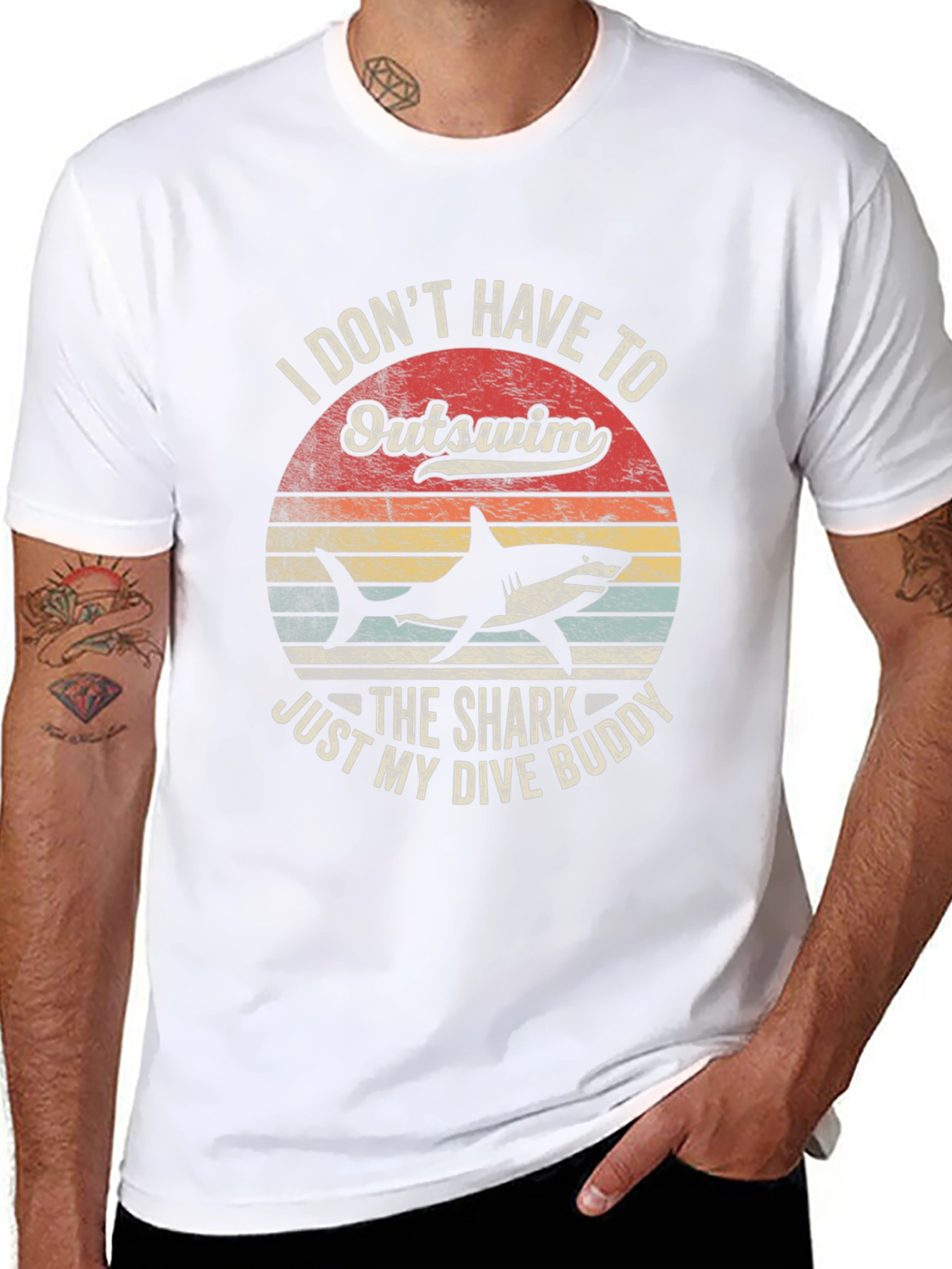 Funny Shark Dive Buddy Graphic T-Shirt