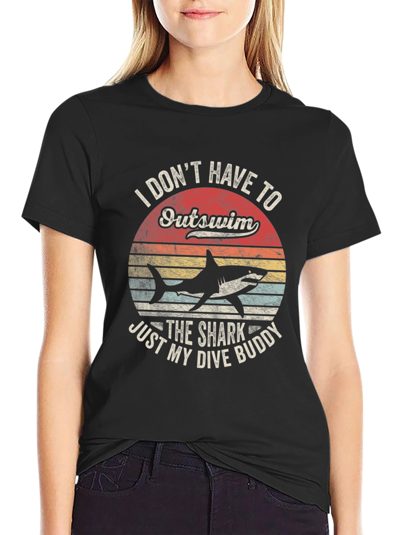 Funny Shark Dive Buddy Graphic T-Shirt