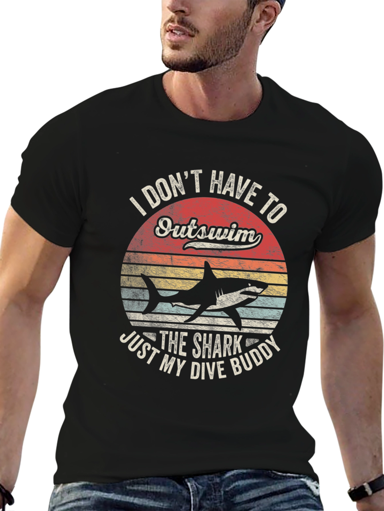 Funny Shark Dive Buddy Graphic T-Shirt