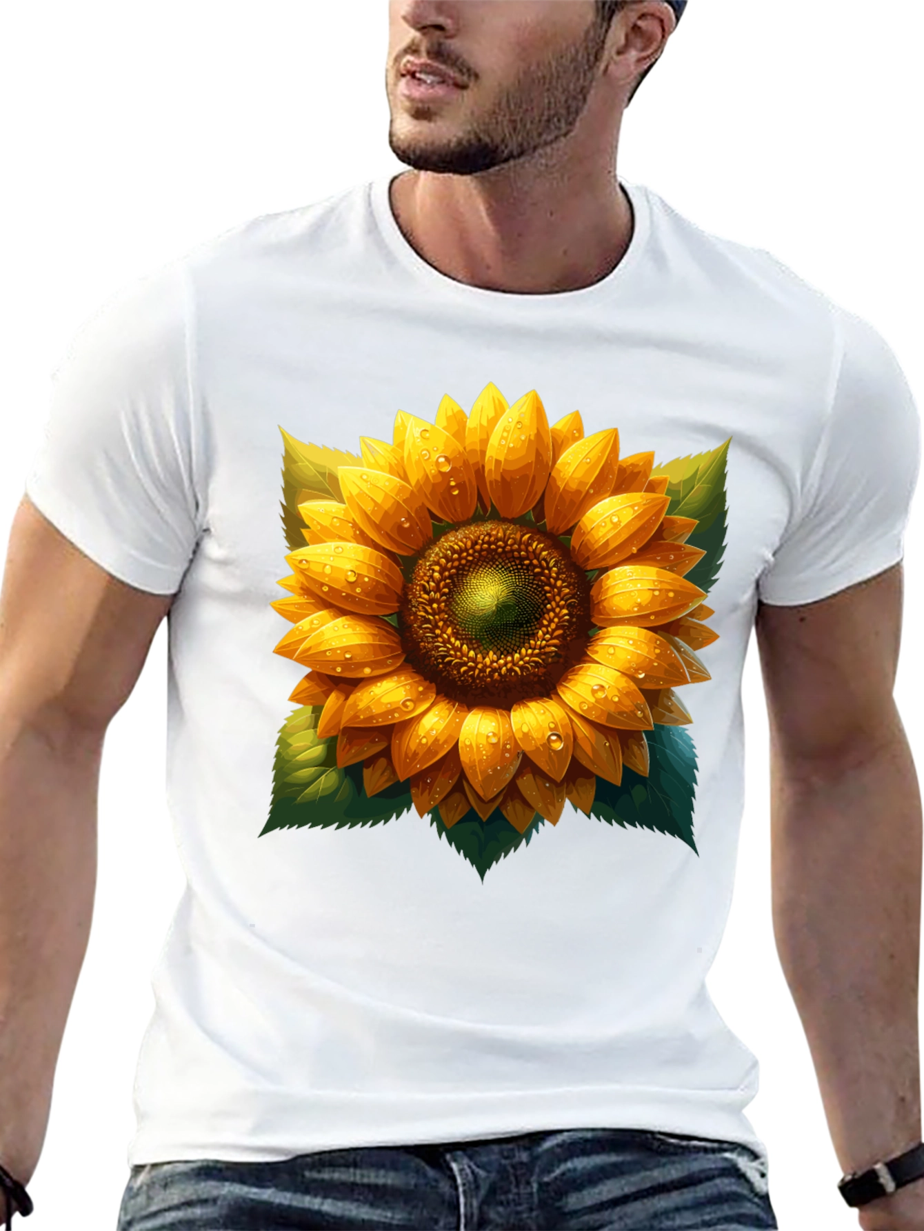 Sunflower Graphic Tee - Artistic Floral Design