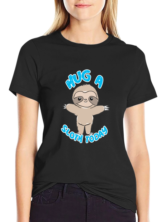 Hug a Sloth Today Black T-Shirt