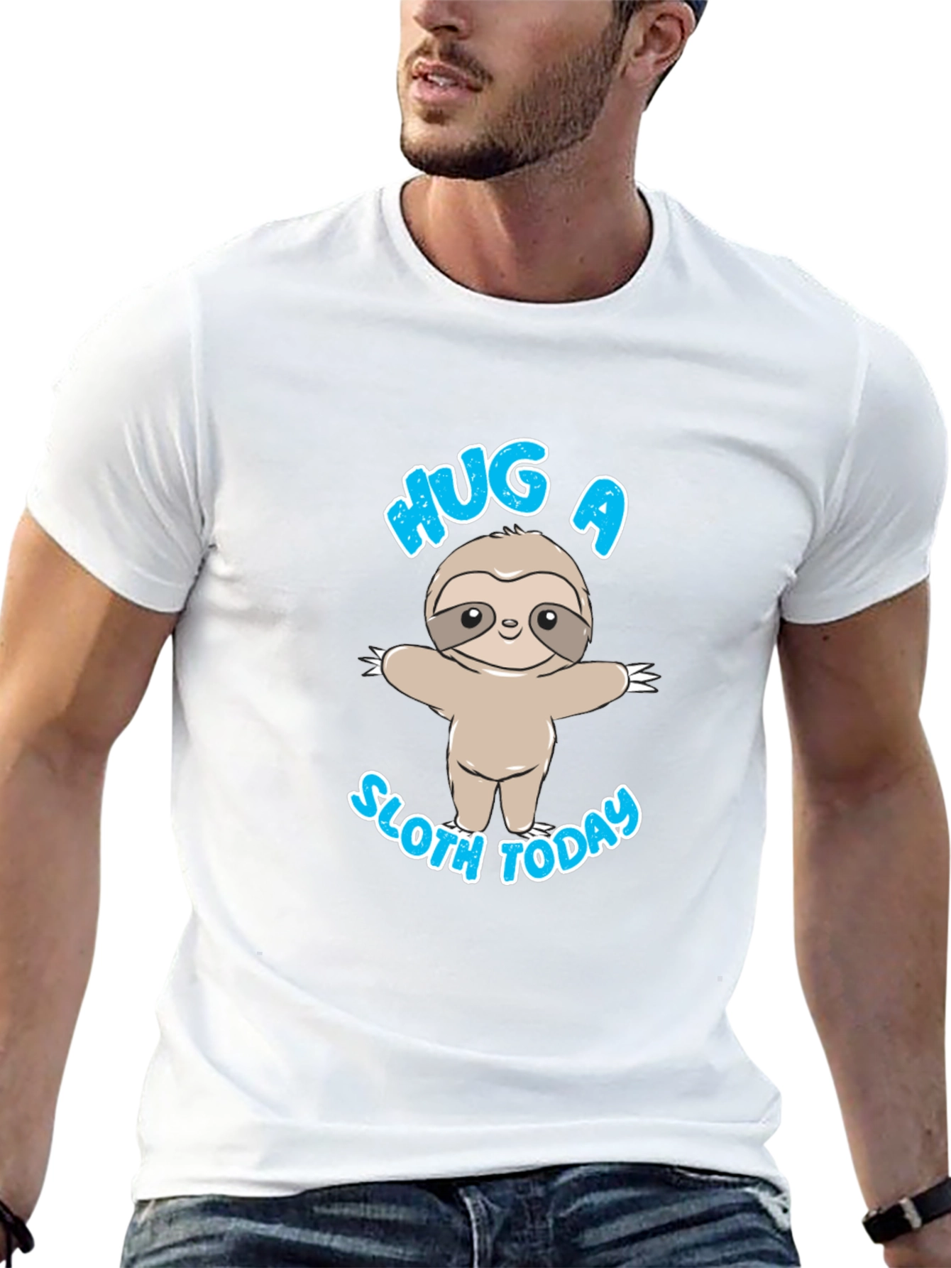 Hug a Sloth Today Black T-Shirt