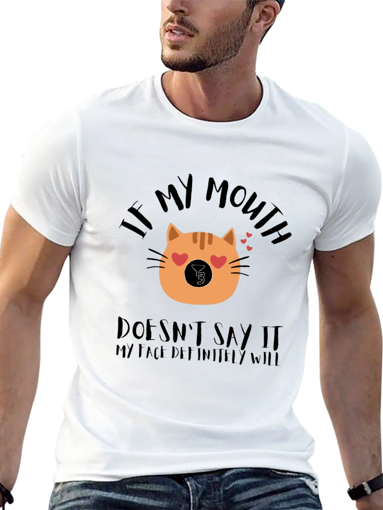 Funny Cat Face Graphic T-Shirt