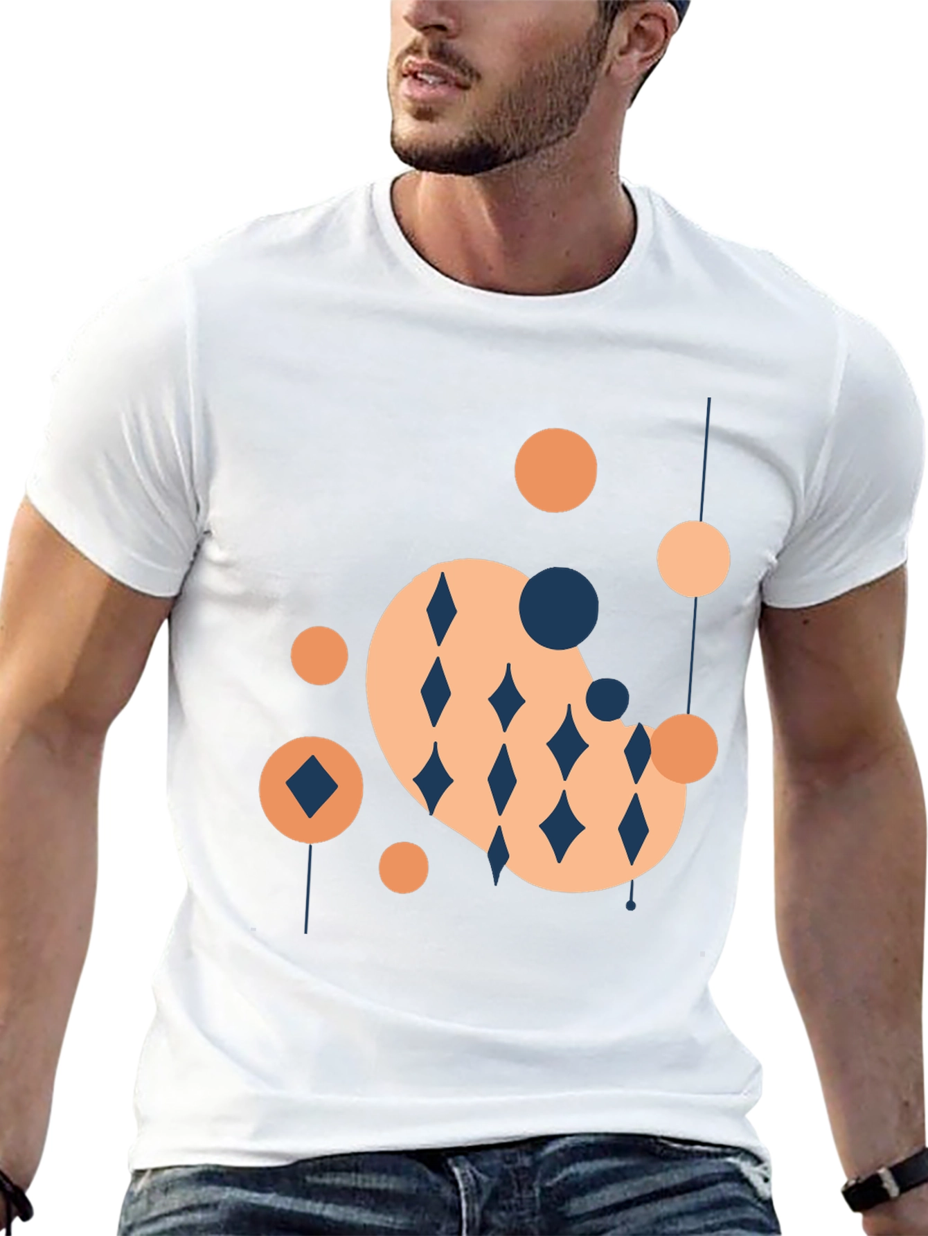 Modern Geometric Graphic Tee - Black