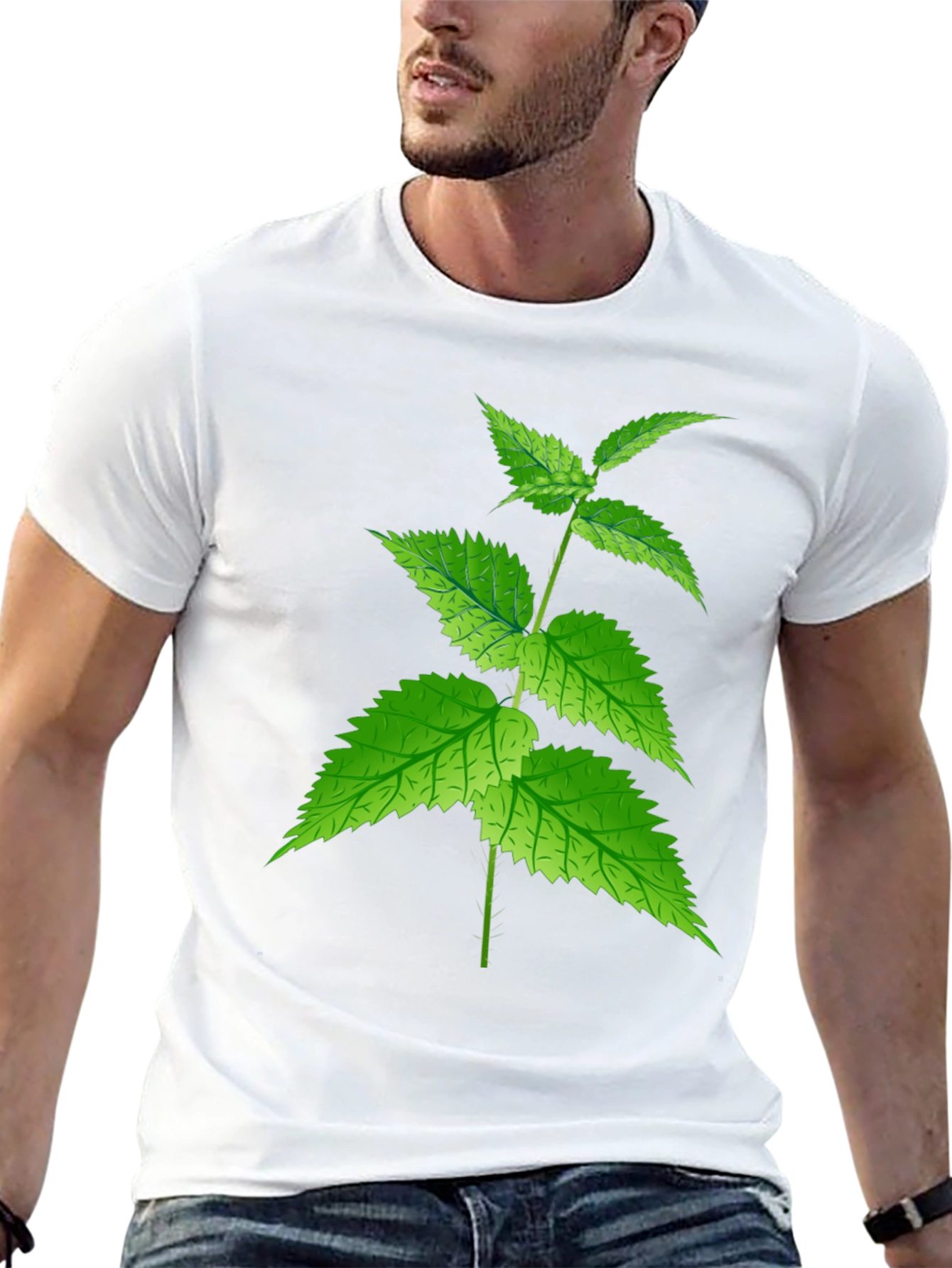 Nature-Inspired Tee: Green Leaf Print