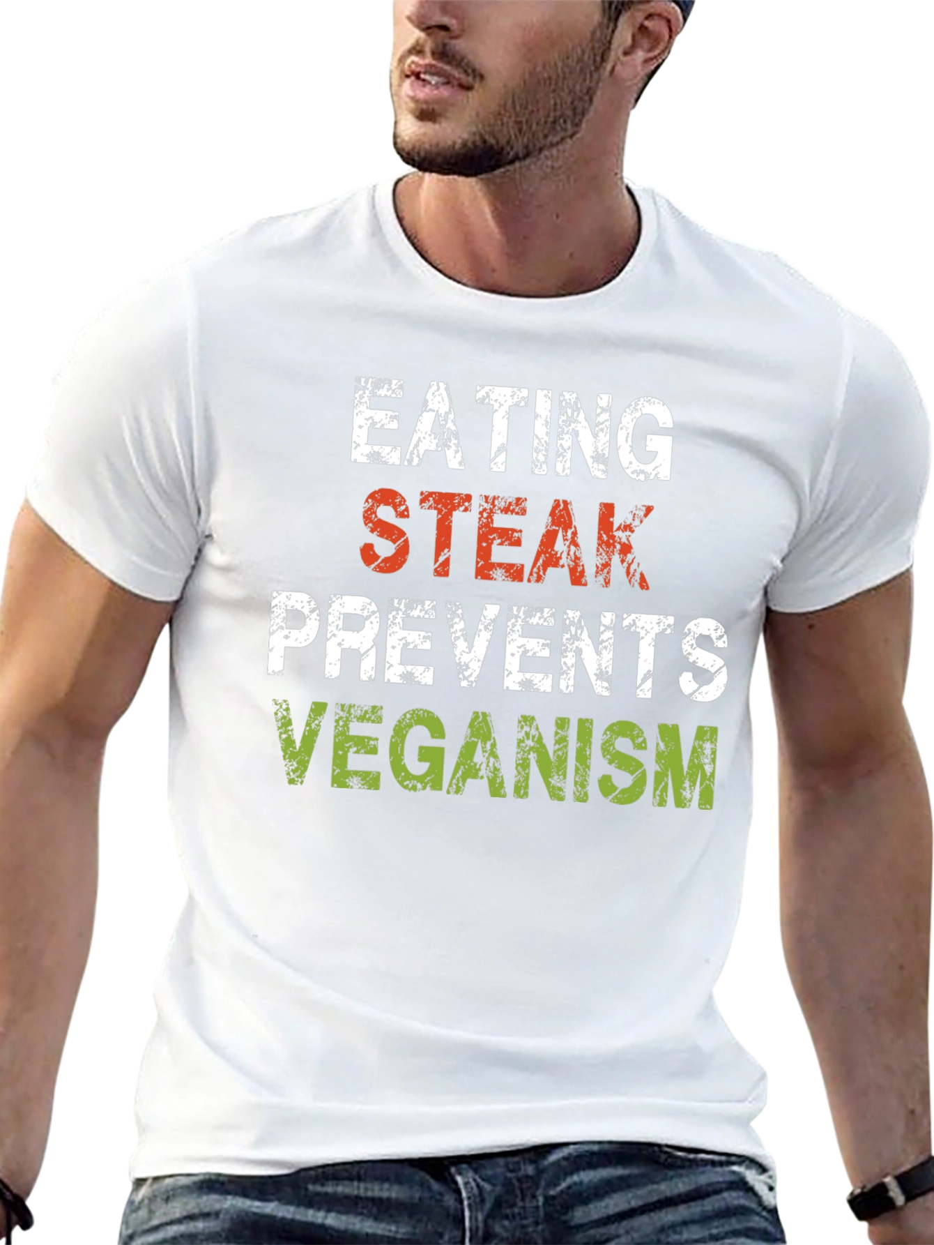 Eating Steak Prevents Veganism Funny Graphic Tee